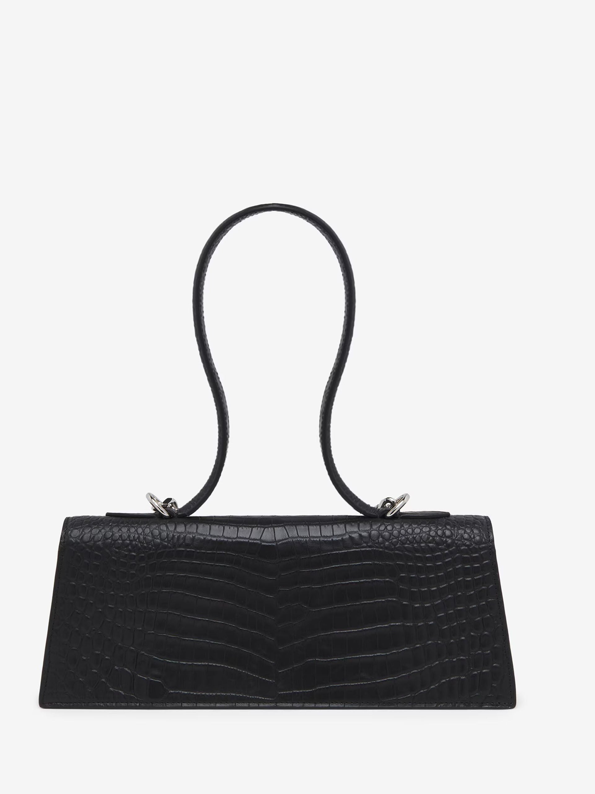 Jewelled Top Handle Shoulder Bag - Leather - Black