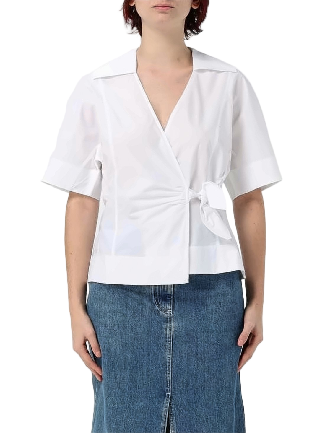Wrap Design Blouse with Waist Tie