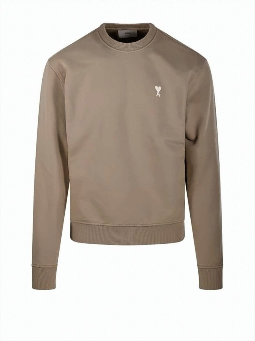 Cropped Brown Sweatshirt with Ribbed Cuffs