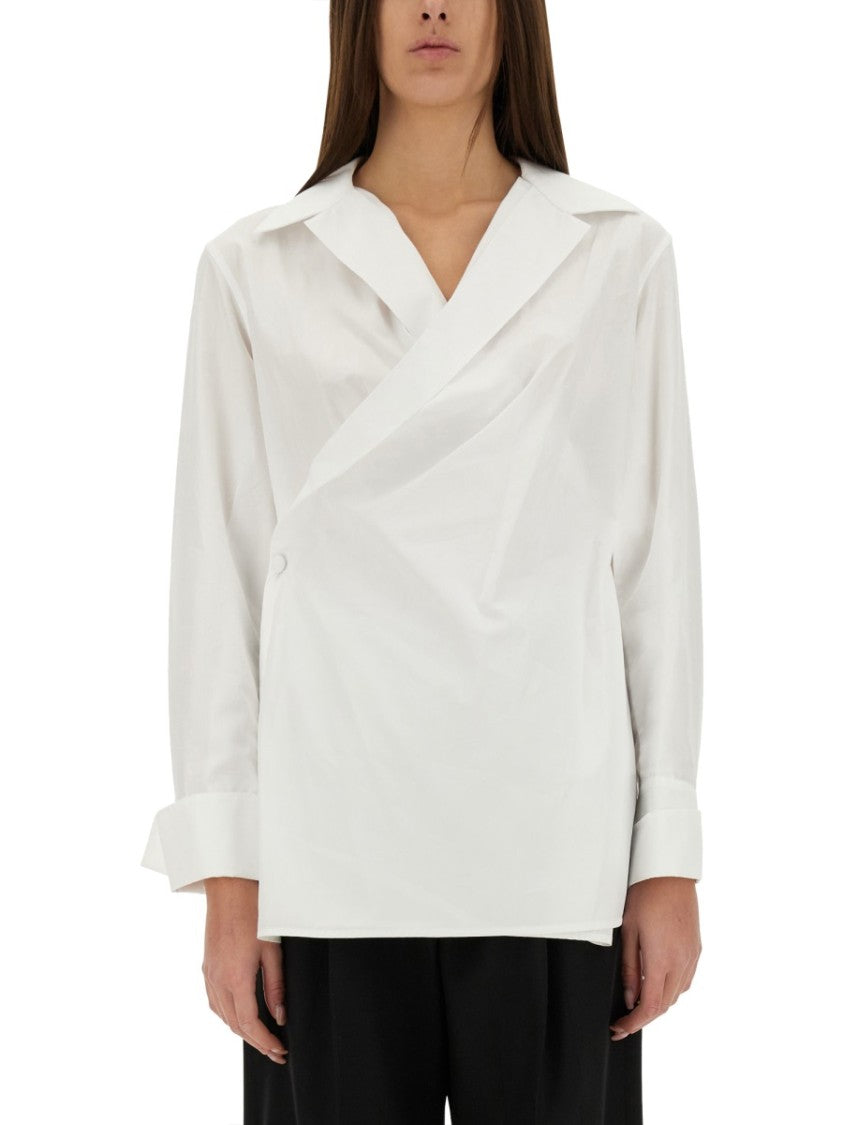 Wrap-Around Shirt With Deep V-Neckline
