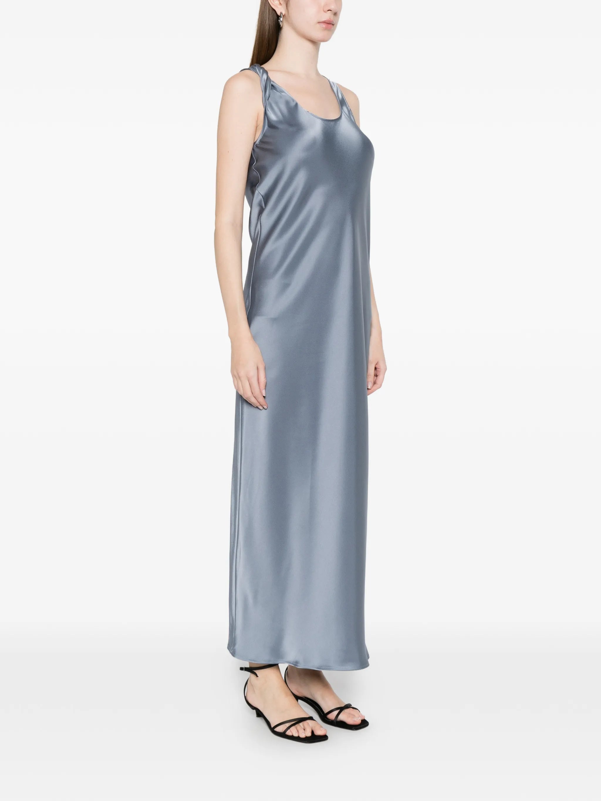 Blue Mmlovale Satin-Finish Sleeveless Maxi Dress