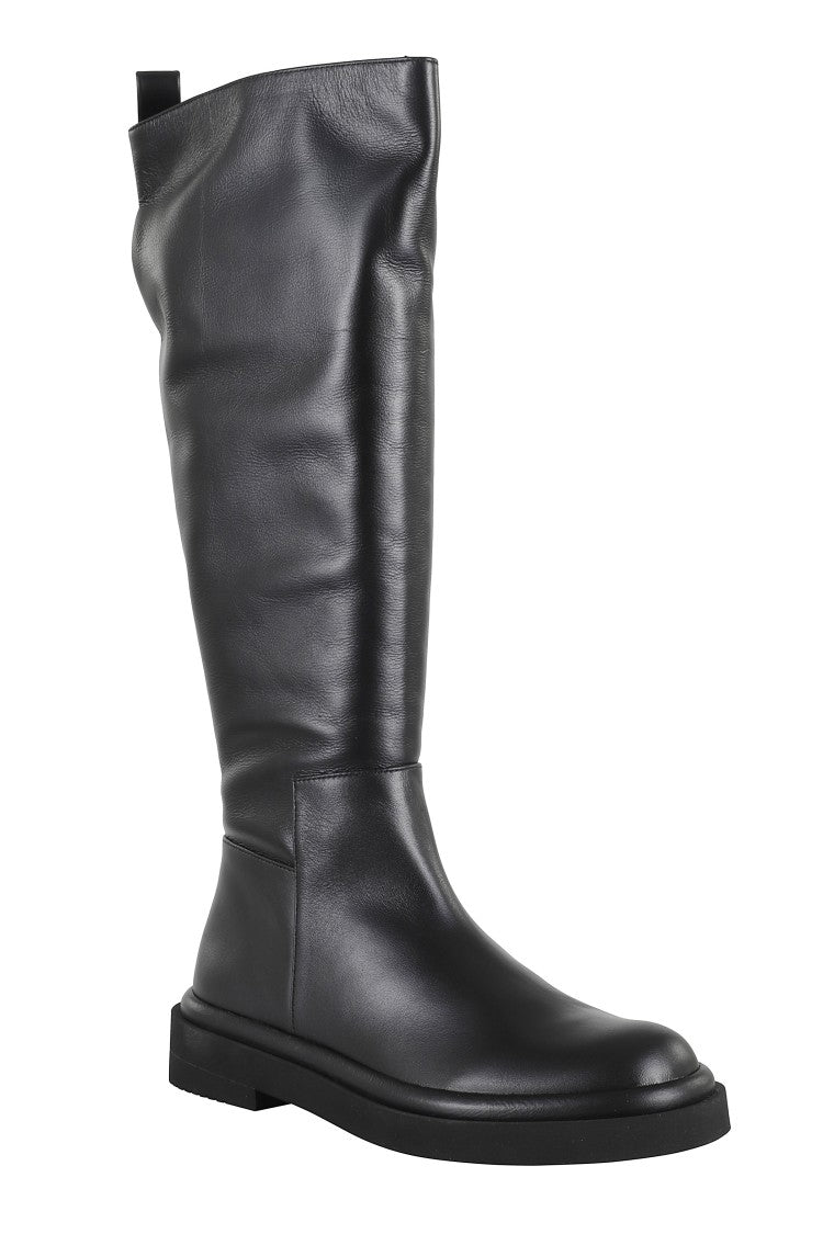 Selma Mid-Calf Black Leather Boot