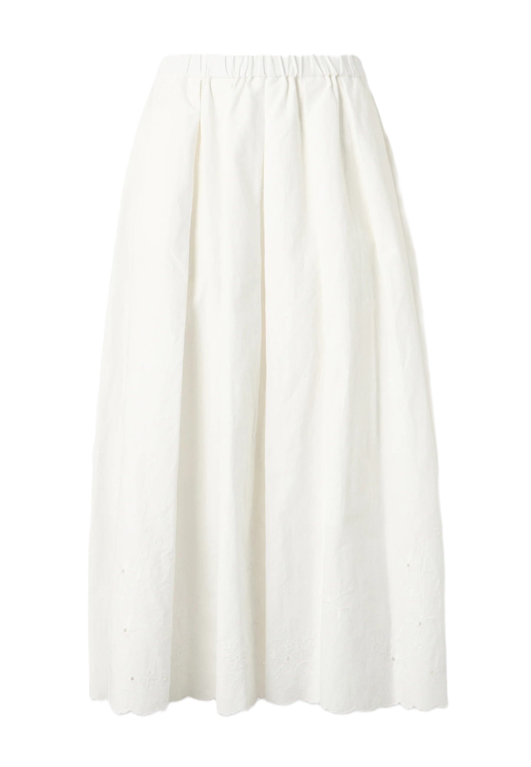 White Cotton Linen Midi Skirt