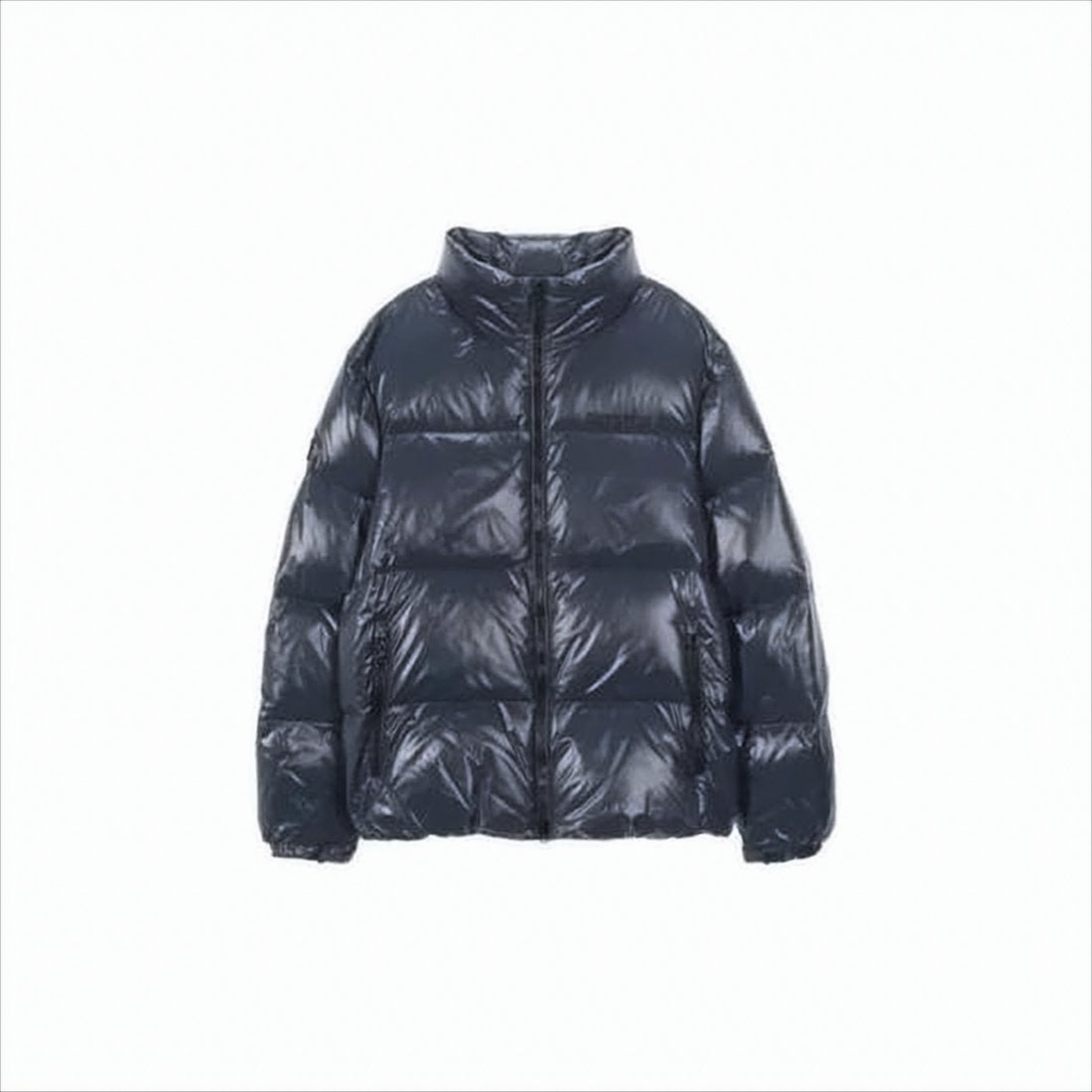 Glossy Quilted Down Jacket with High Collar
