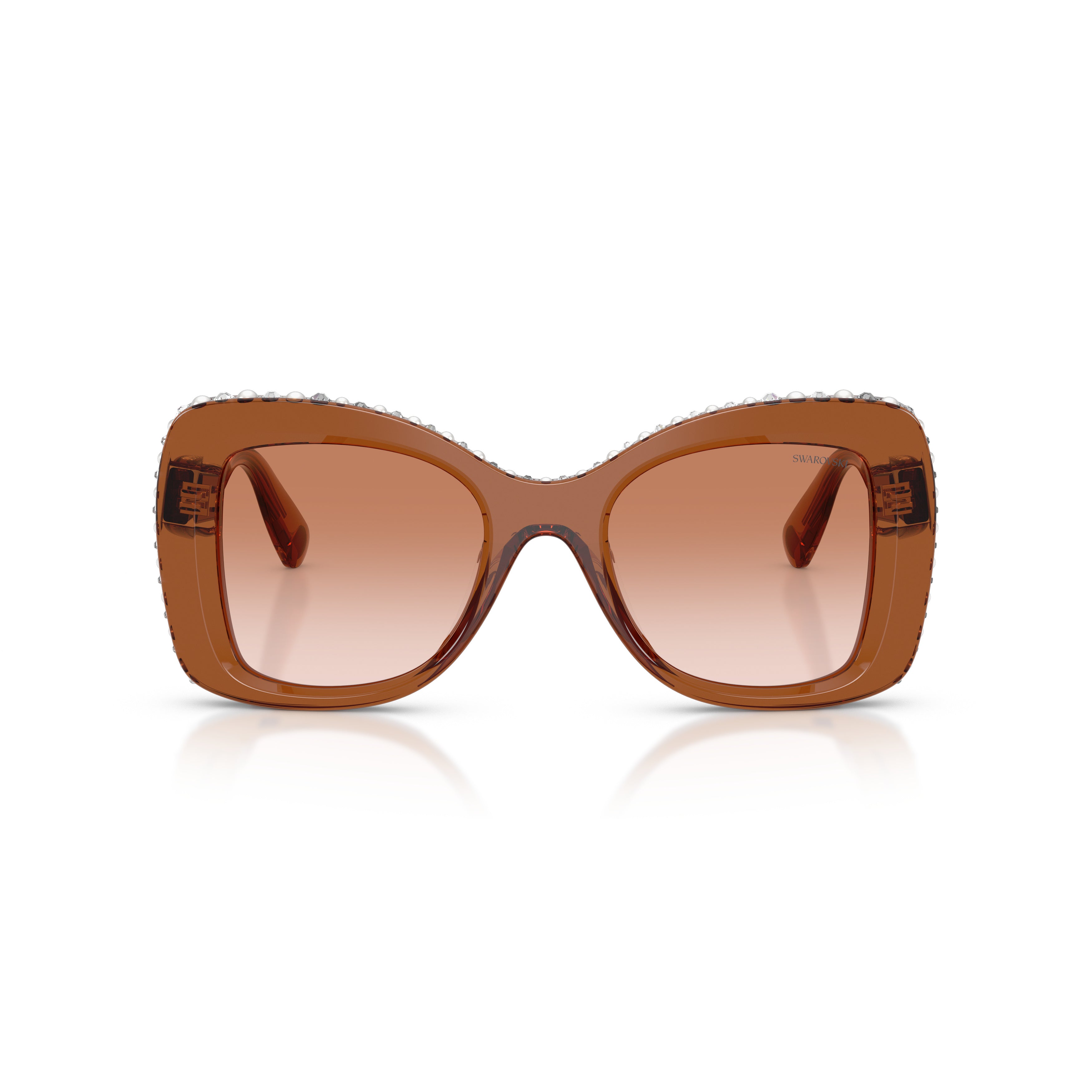 0Sk6062U Translucent Brown Acetate Sunglasses with Crystal Accents