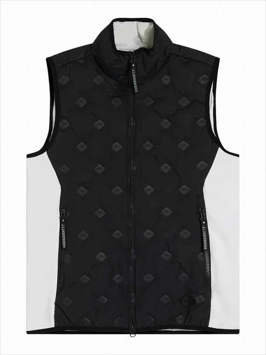 Sporty Quilted Black Vest with High Collar
