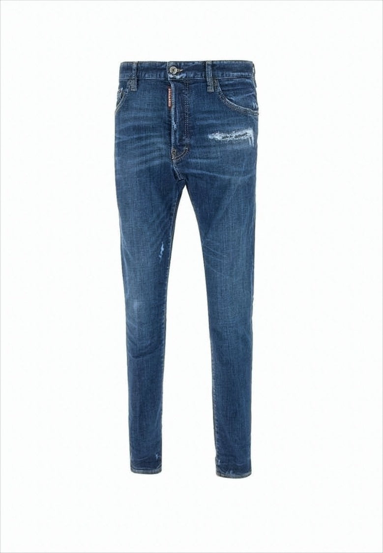 Distressed Denim Pants with Slim Fit