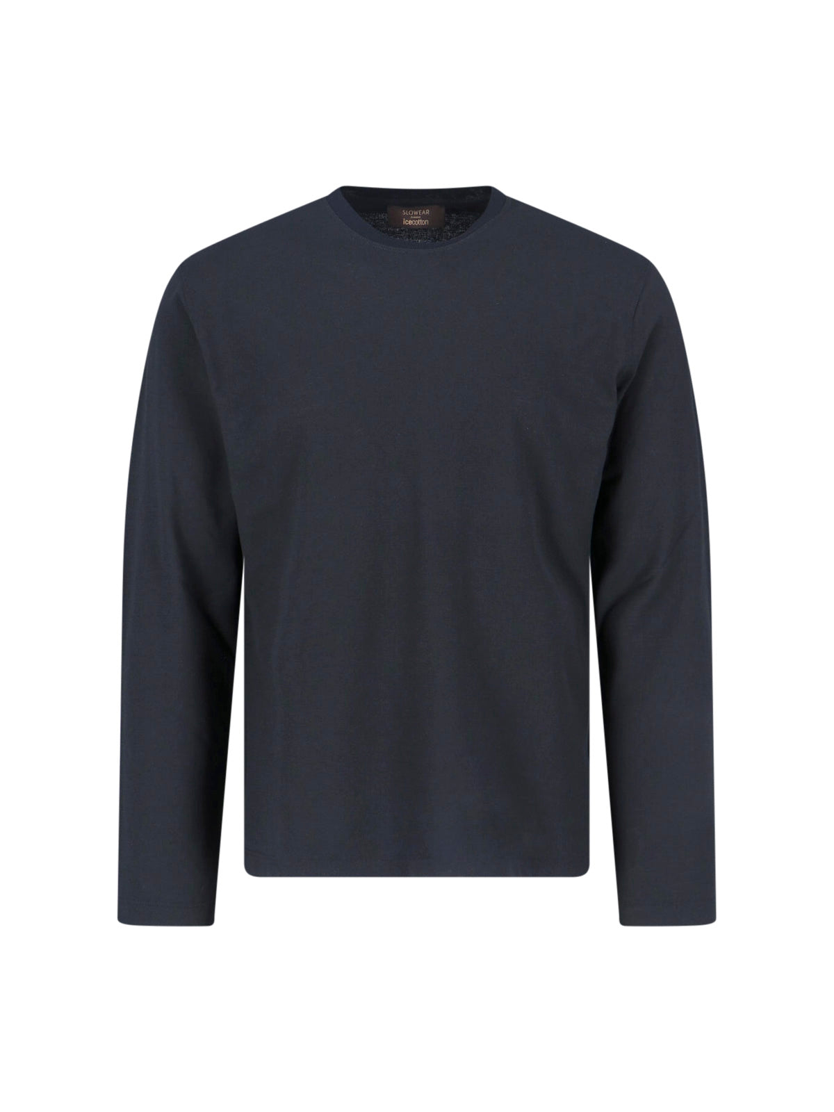 Long-Sleeved Black Cotton T-Shirt With Crew Neckline