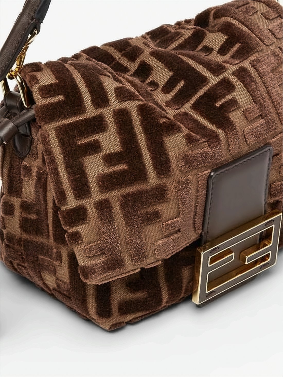 Textured Brown Fendi Shoulder Bag