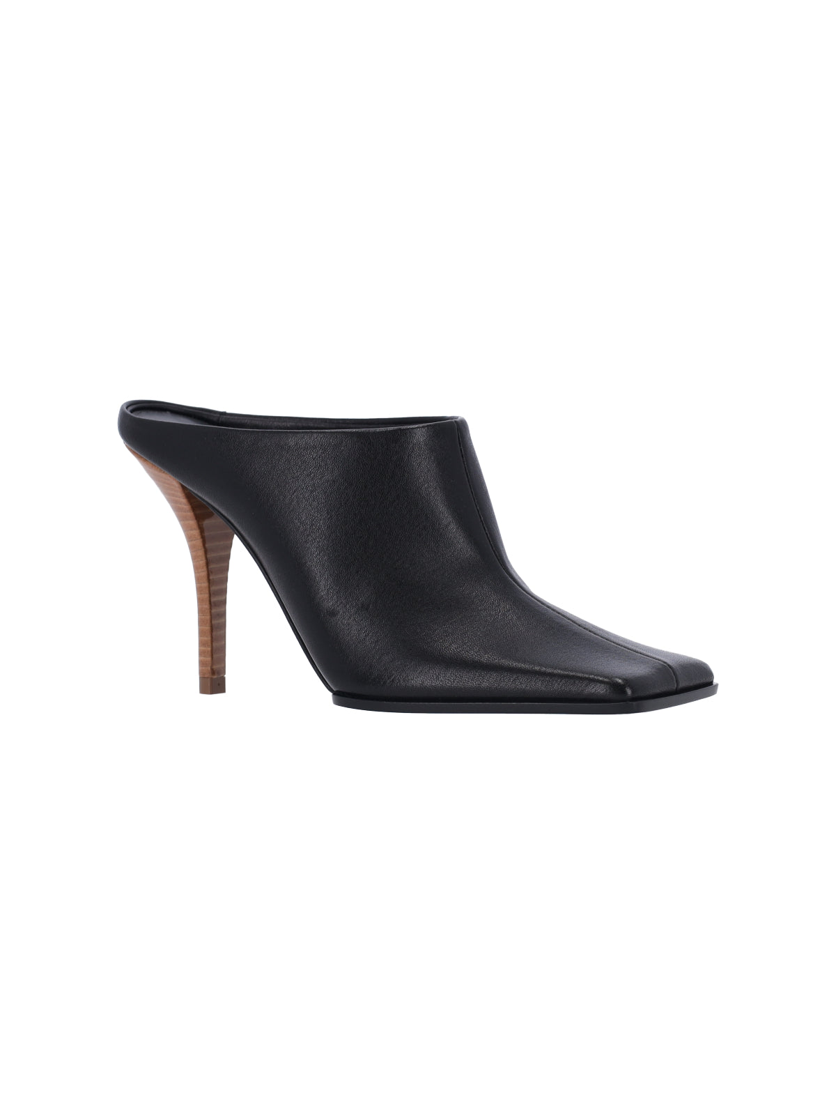 Black Soft Square Toe Leather Pumps