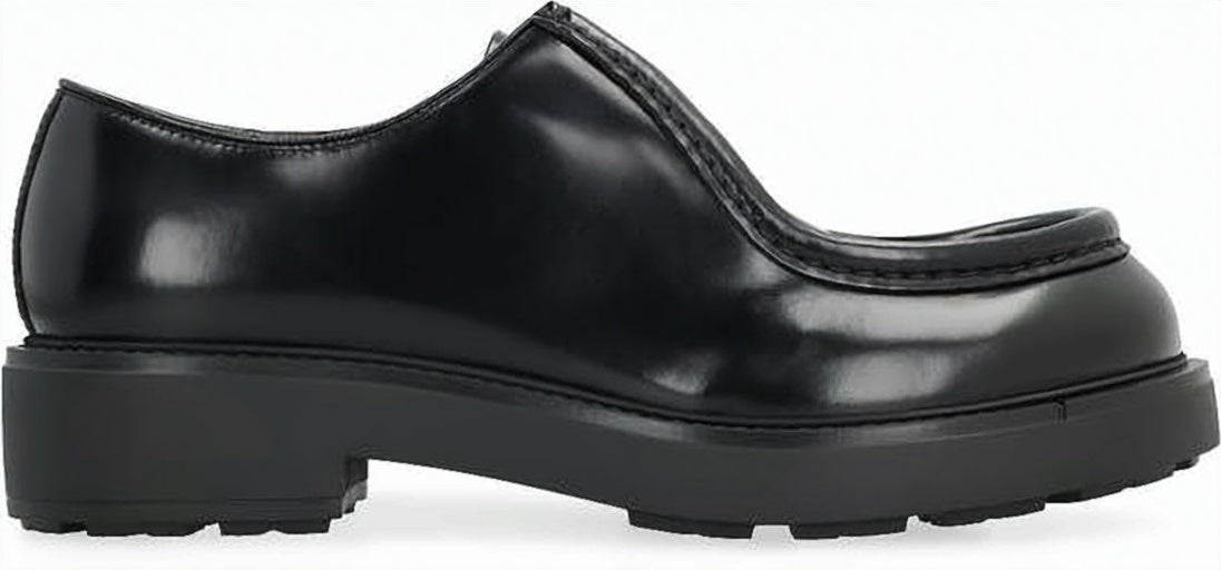 Polished Leather Loafers With Chunky Sole And Elevated Heel