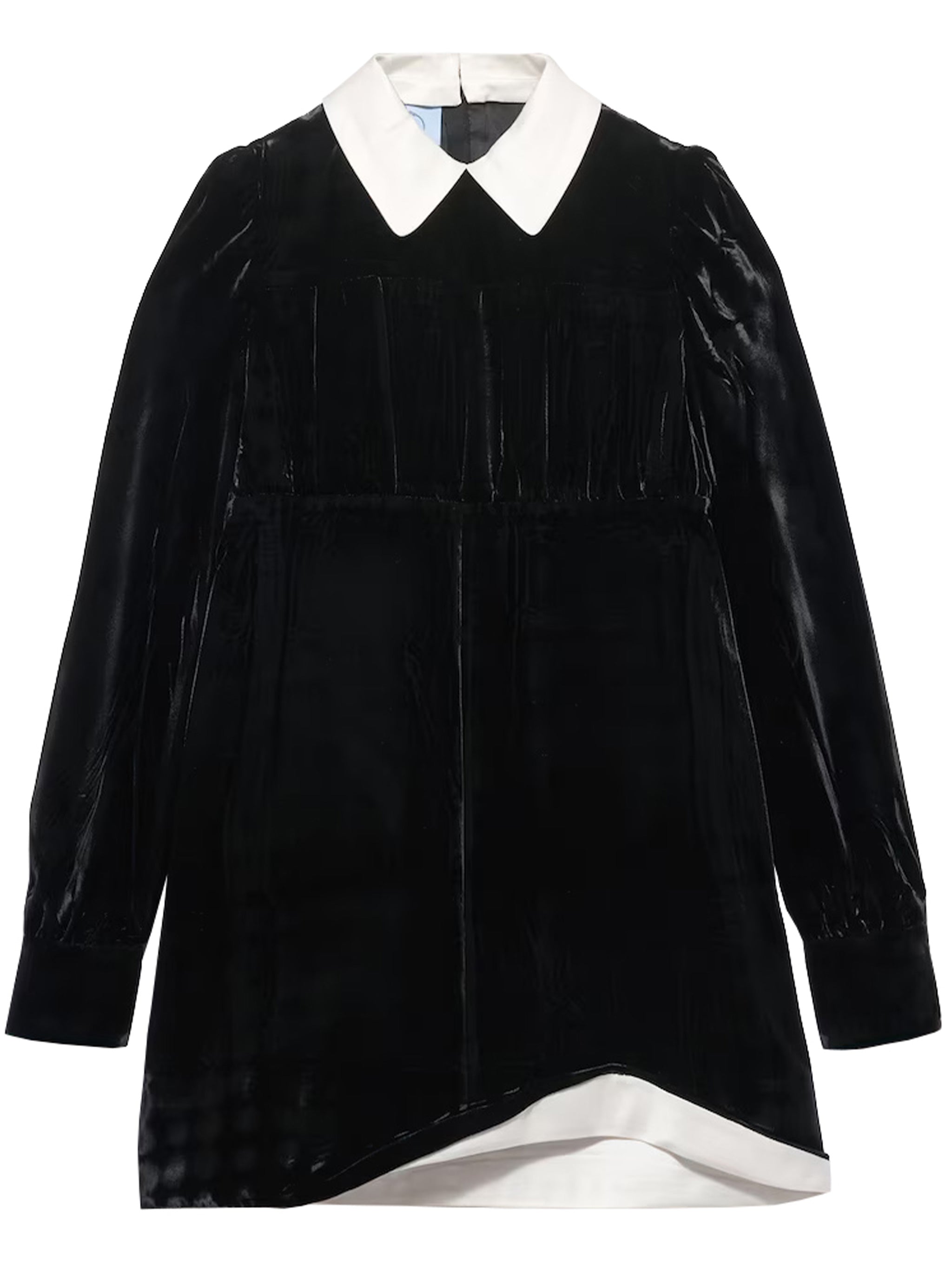 Black Velvet Puffed-Sleeve Mini Dress