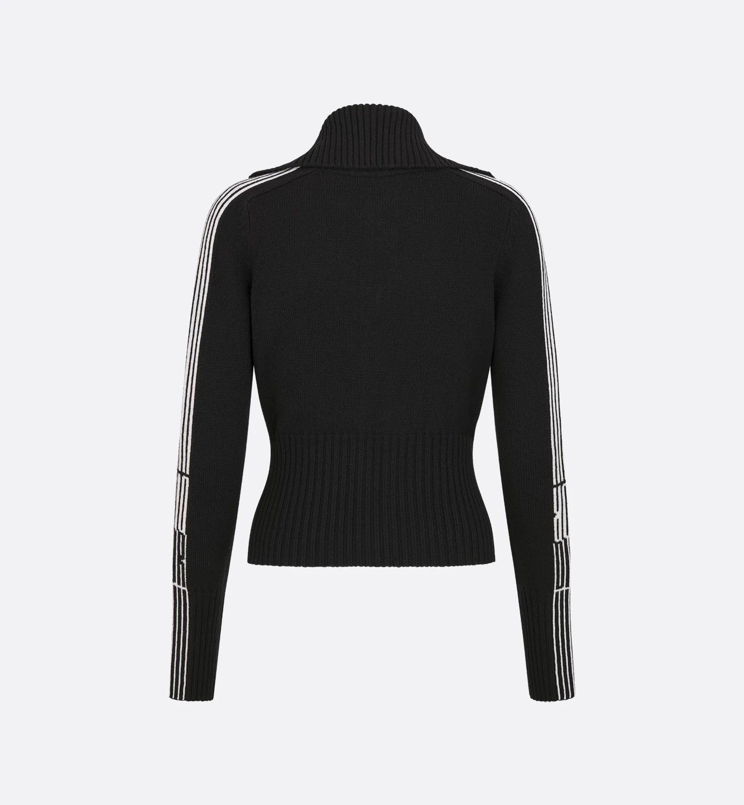 Black Fitted Zip-Up Stripe Accents Jacket