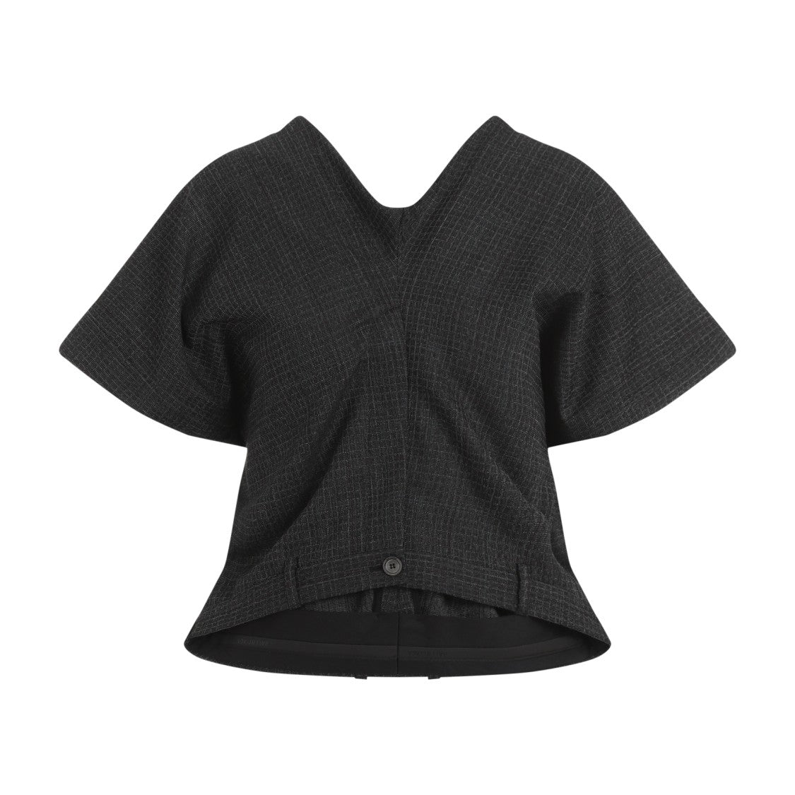 Wool Blouse With Unique V-Neck Design And Draped Sleeves