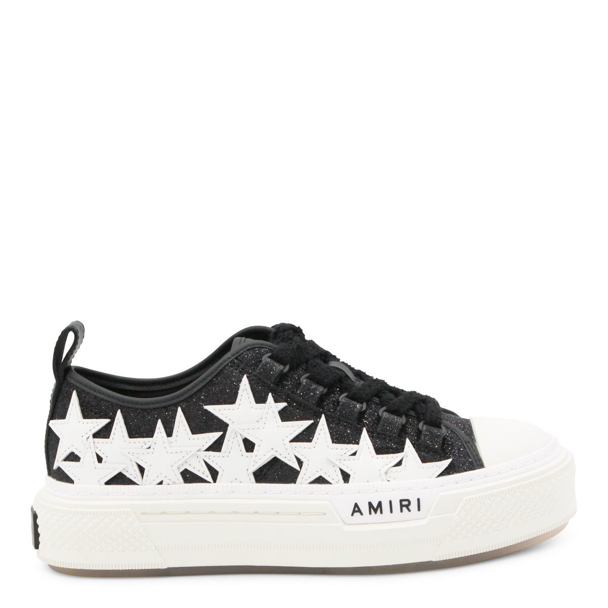 Black Leather Stars Court Sneakers