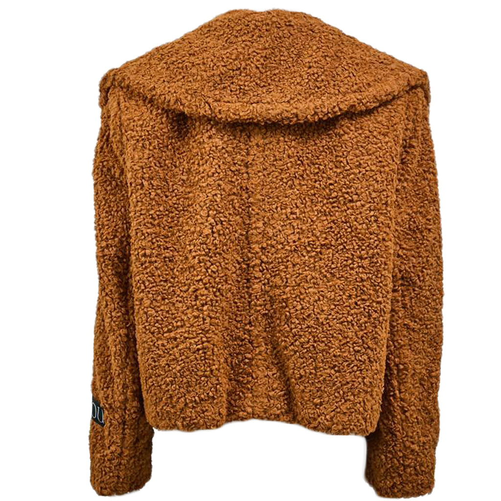 Pumpkin Spice Double-Breasted Short Coat With Textured Fabric