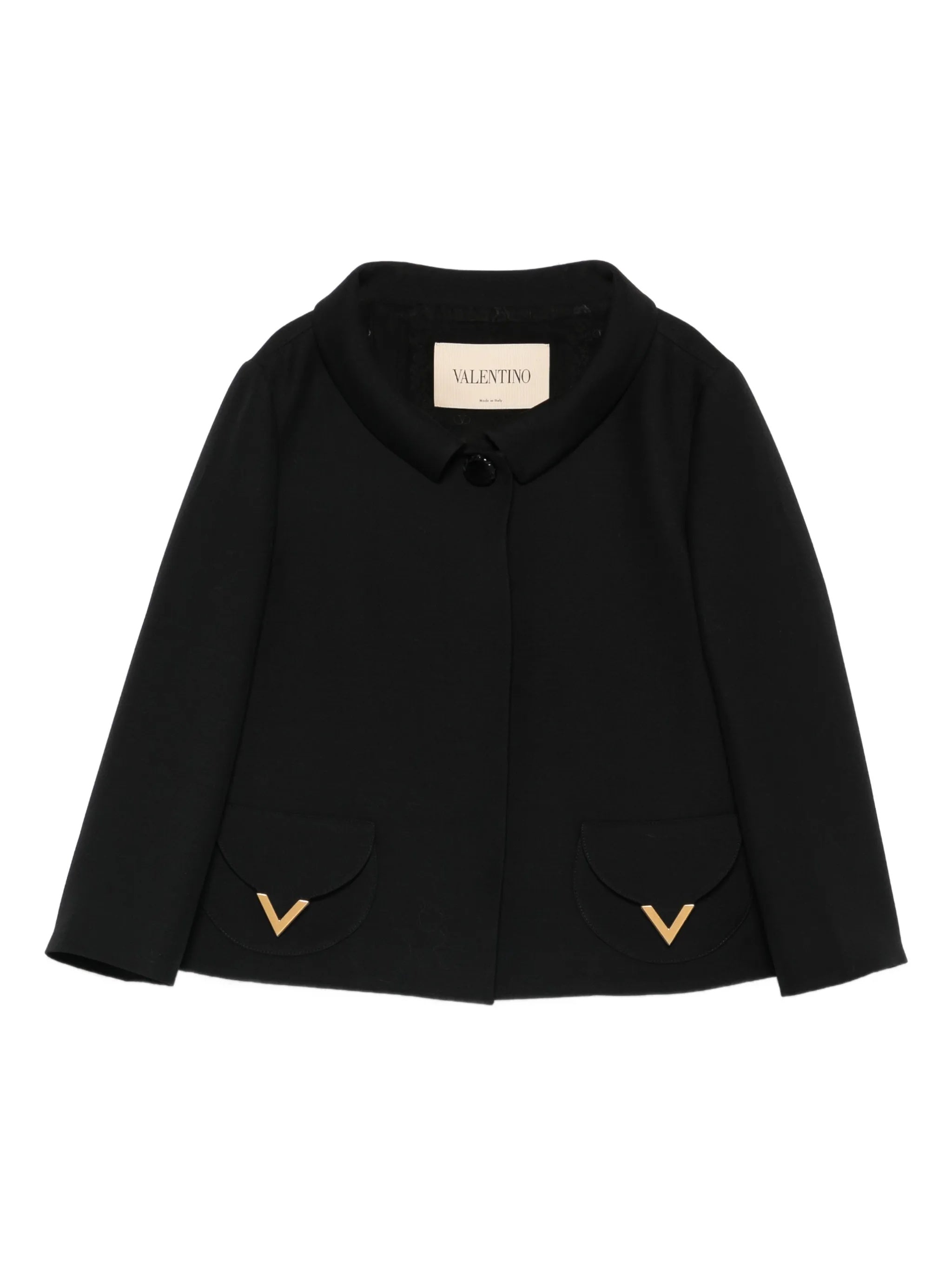 Black Cropped V-Gold Accent Jacket