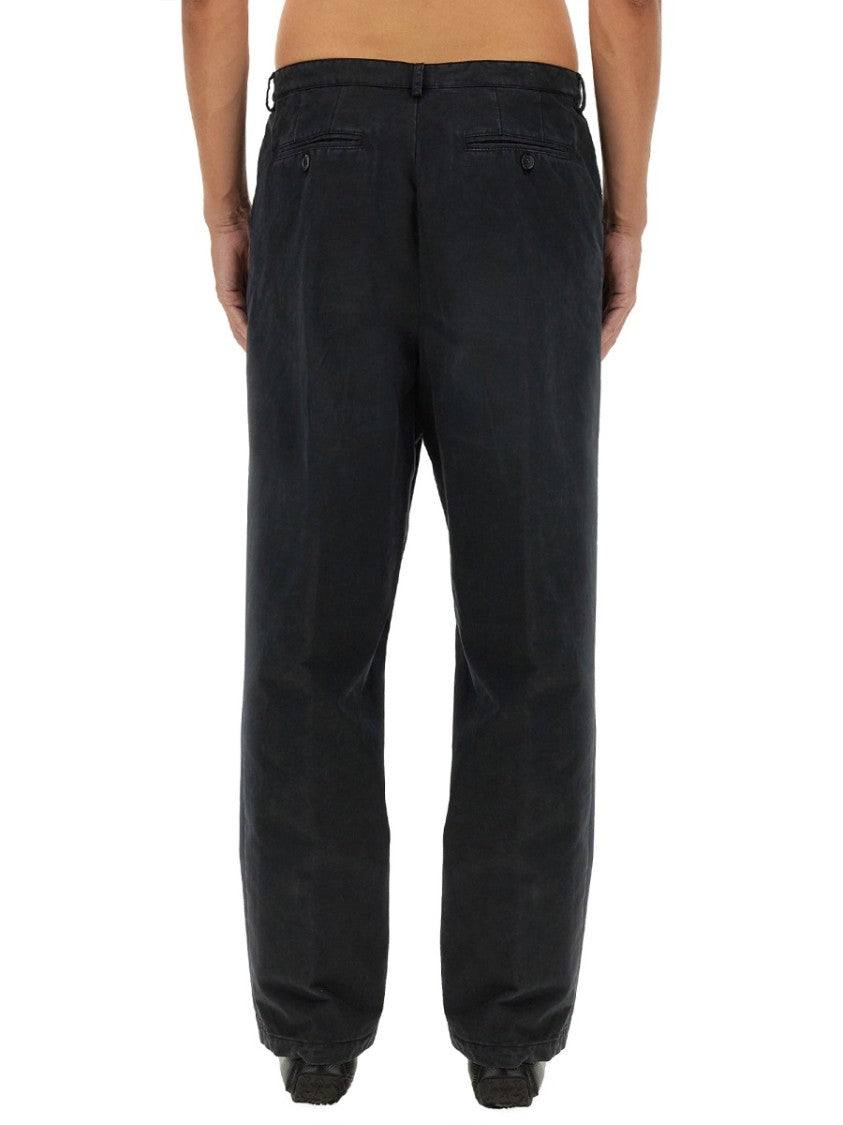 Relaxed Fit Black Cotton Pants