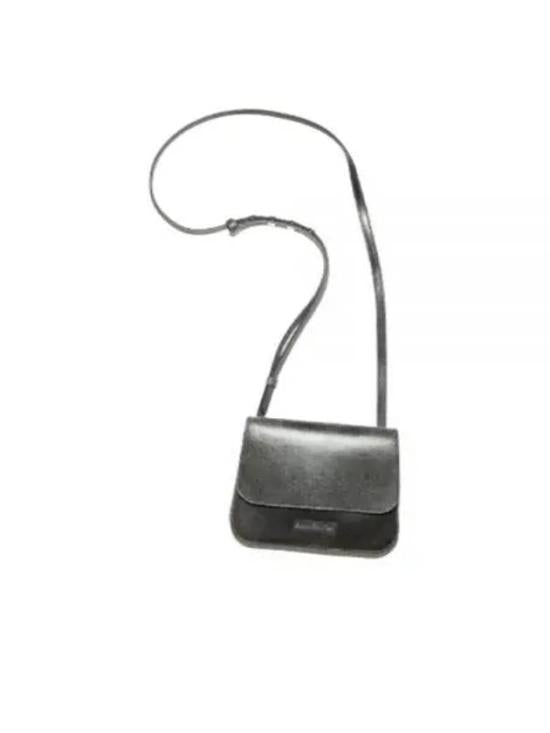 Minimalist Black Cowhide Leather Shoulder Bag With Embossed Logo