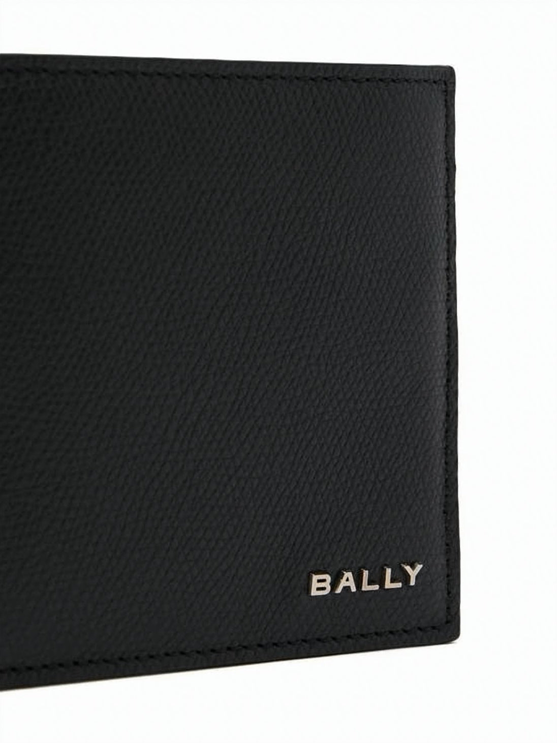 Textured Calf Leather Bifold Wallet with Metallic Trim