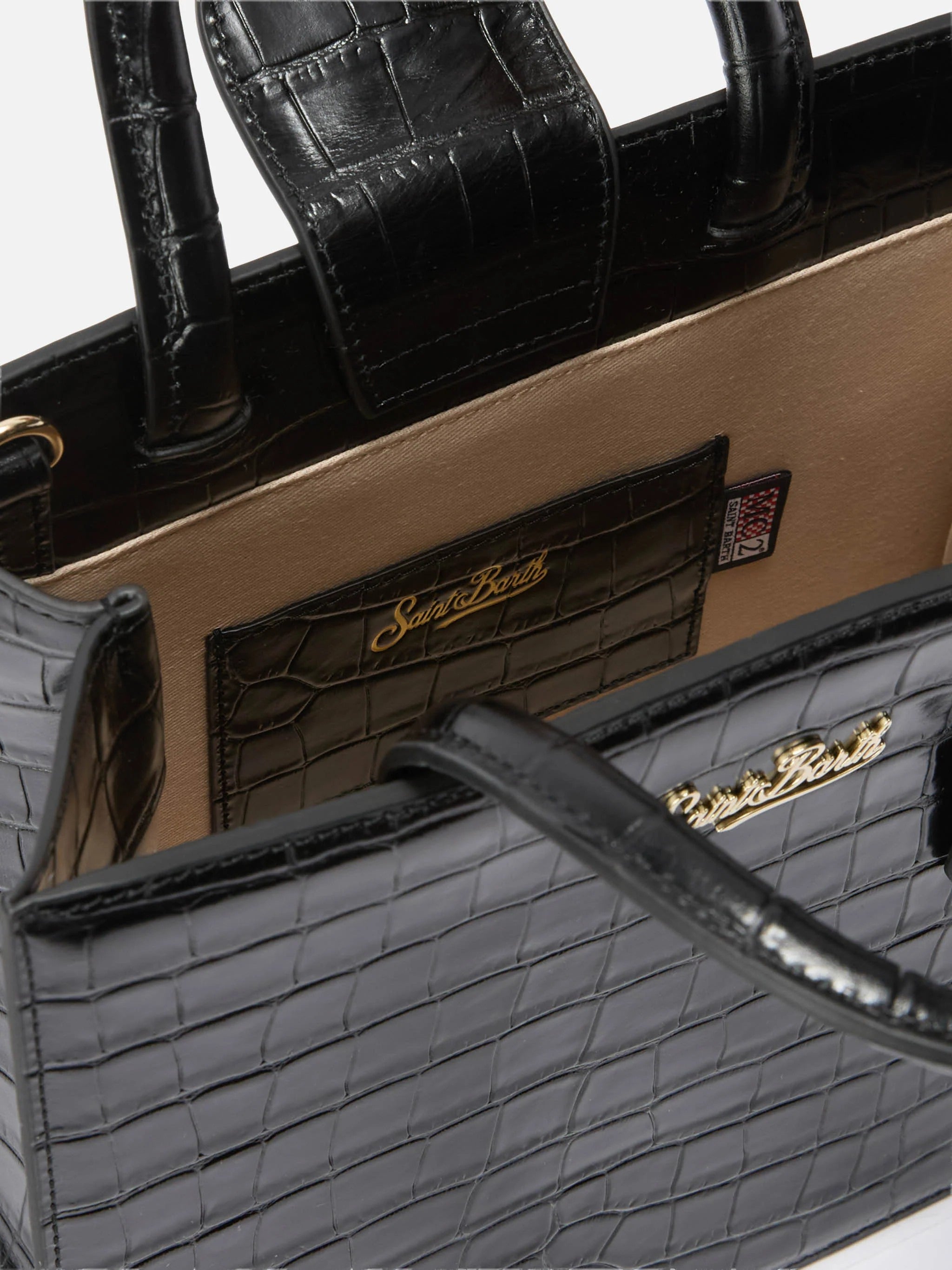 Crocodile-Embossed Midi Shoulder Bag With Gold-Tone Logo
