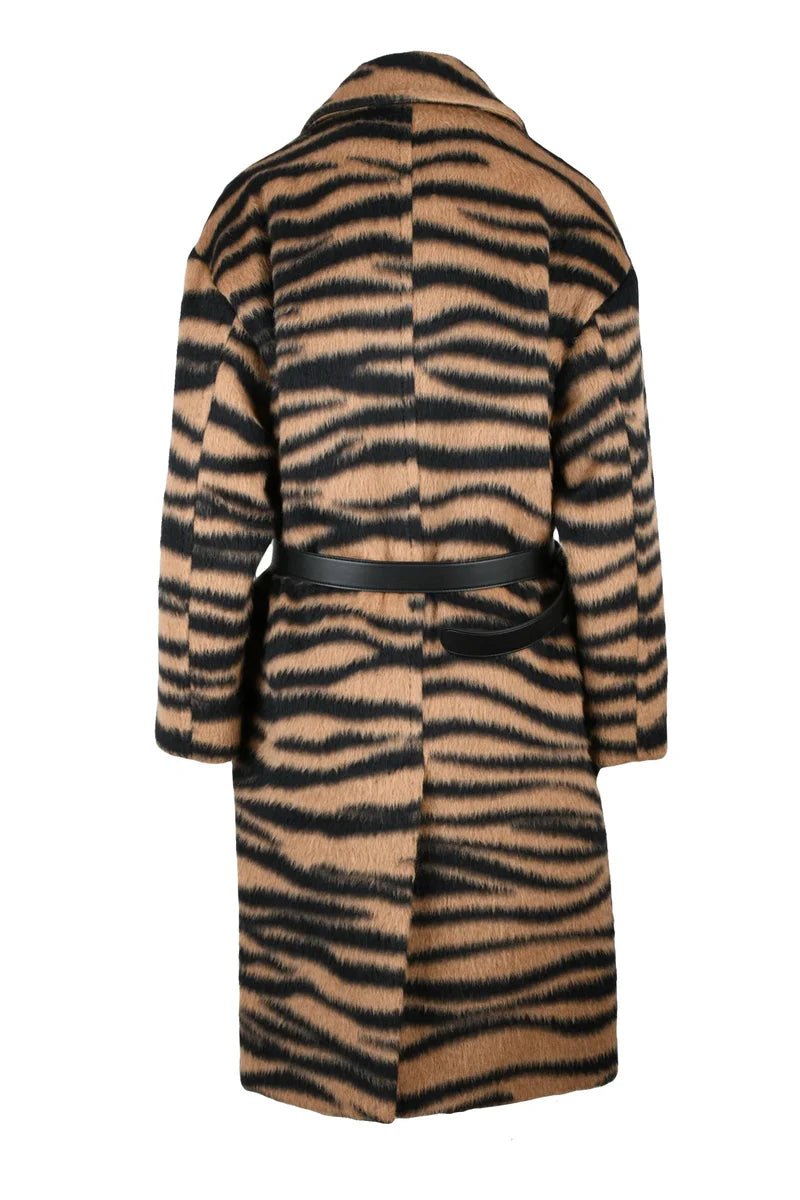 Vidim Double-Breasted Coat - Brown/Black