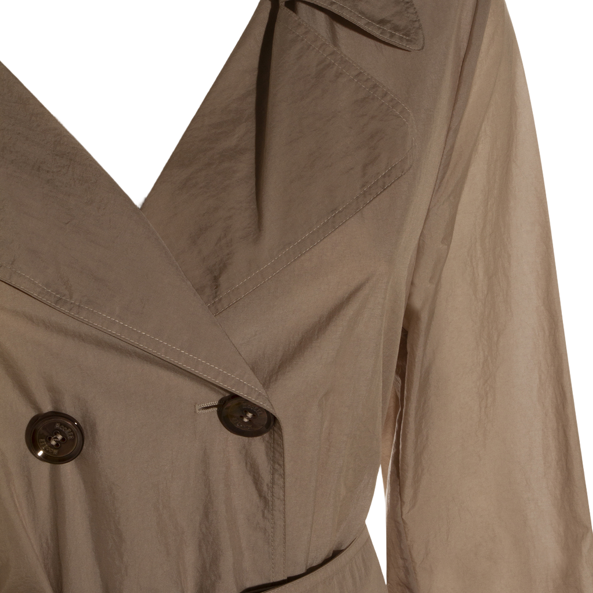 Knee-Length Trench Coat with Double-Breasted Front