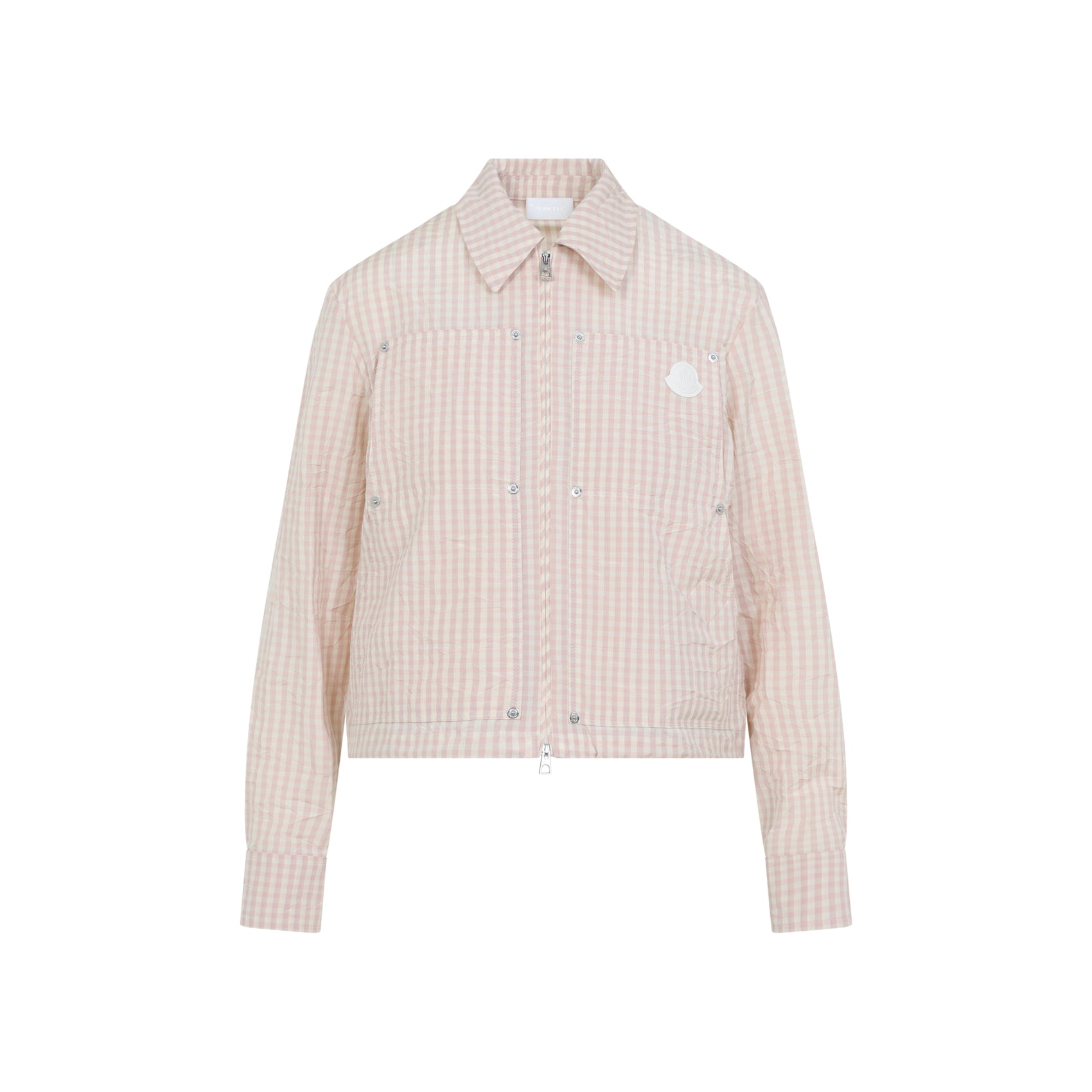 Cropped Gingham Jacket with Classic Collar