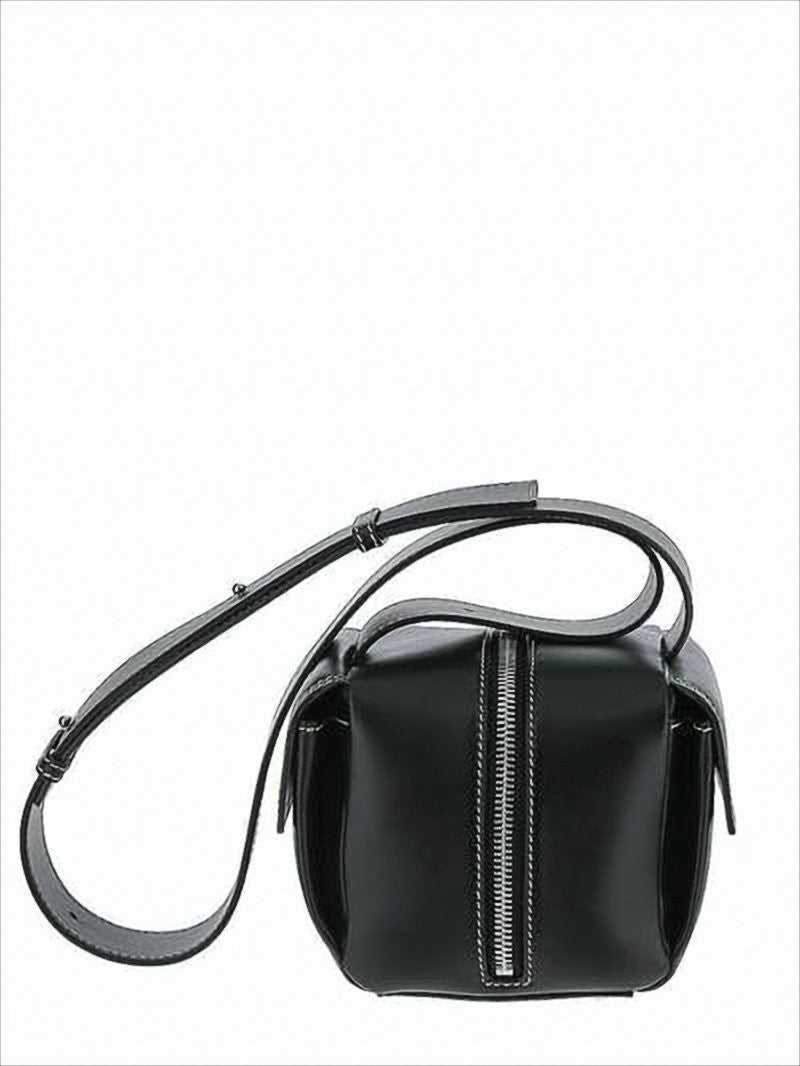 Structured Black Leather Crossbody Bag