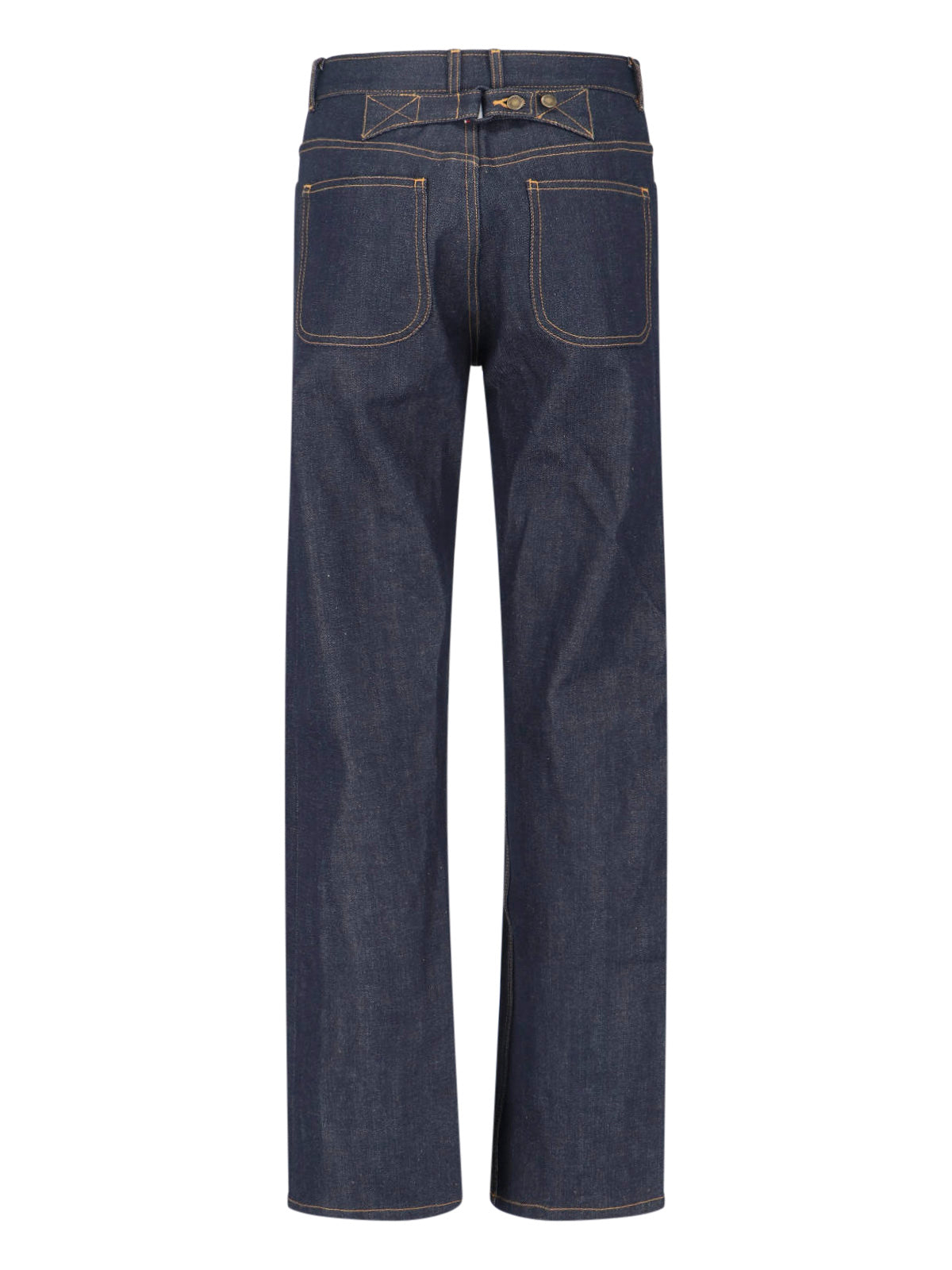 Blue Mid-Rise Straight-Leg Denim Jeans
