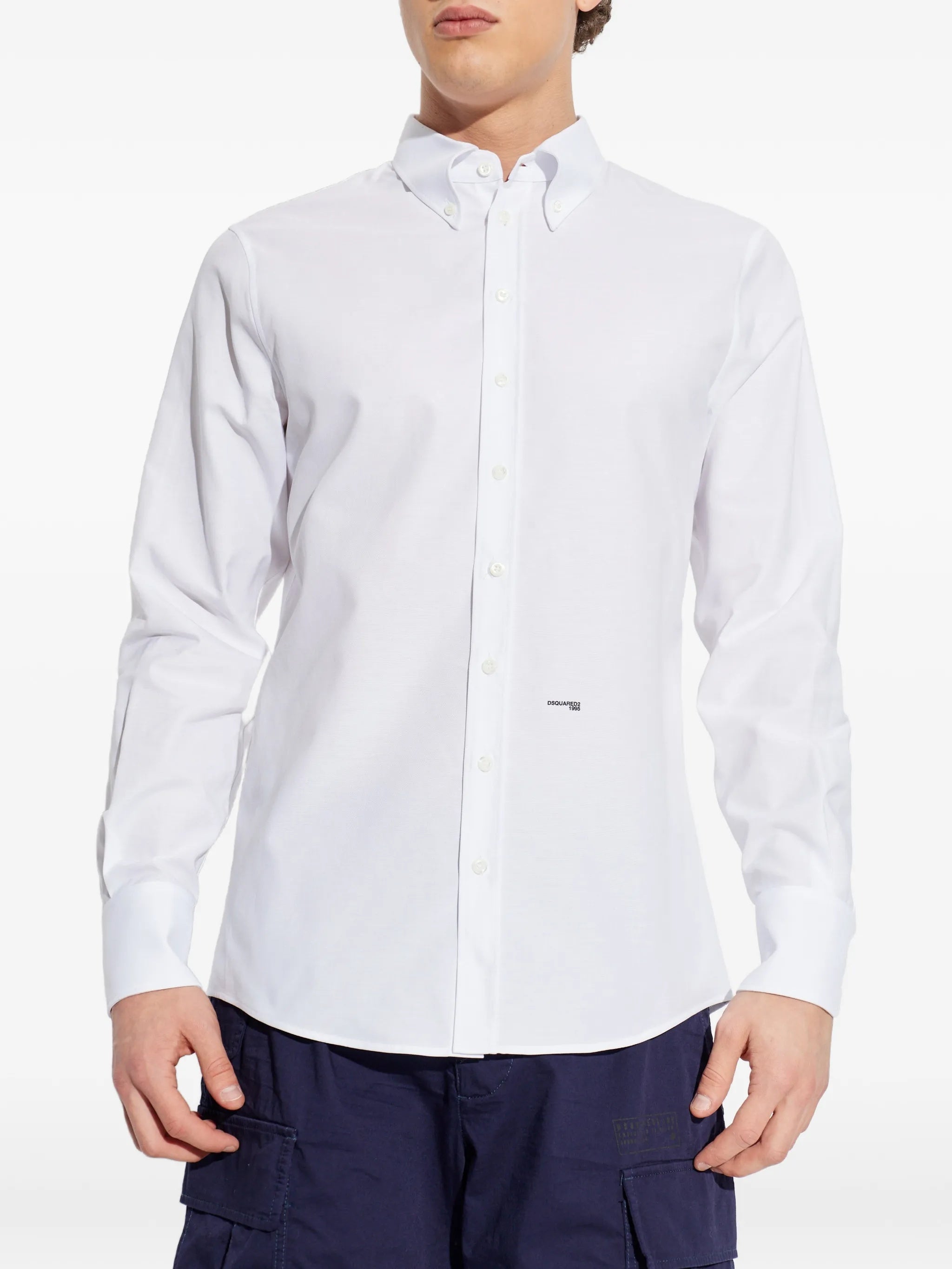 White Pointed Collar Tailored Cotton Shirt