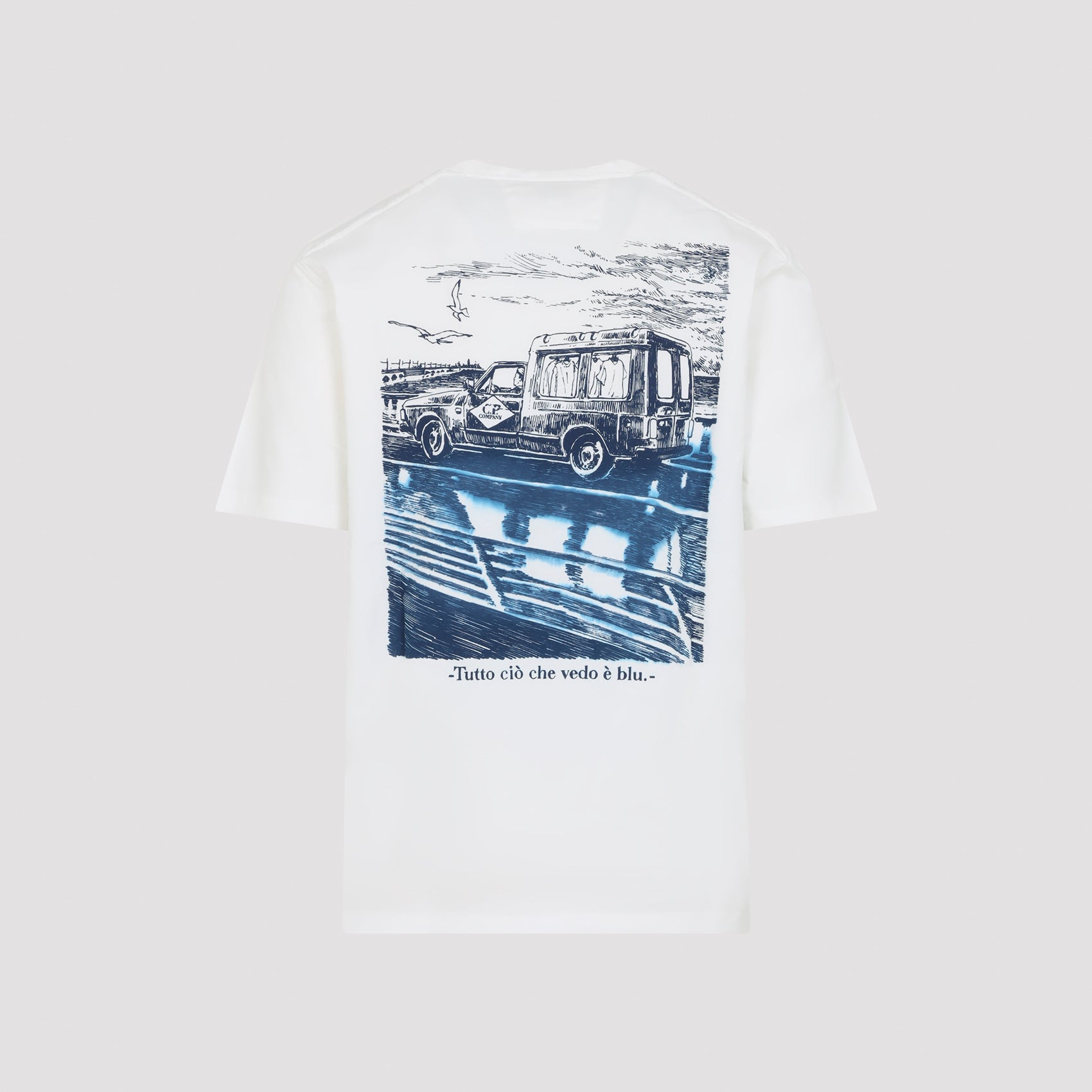 White Cotton T-Shirt with Graphic Print