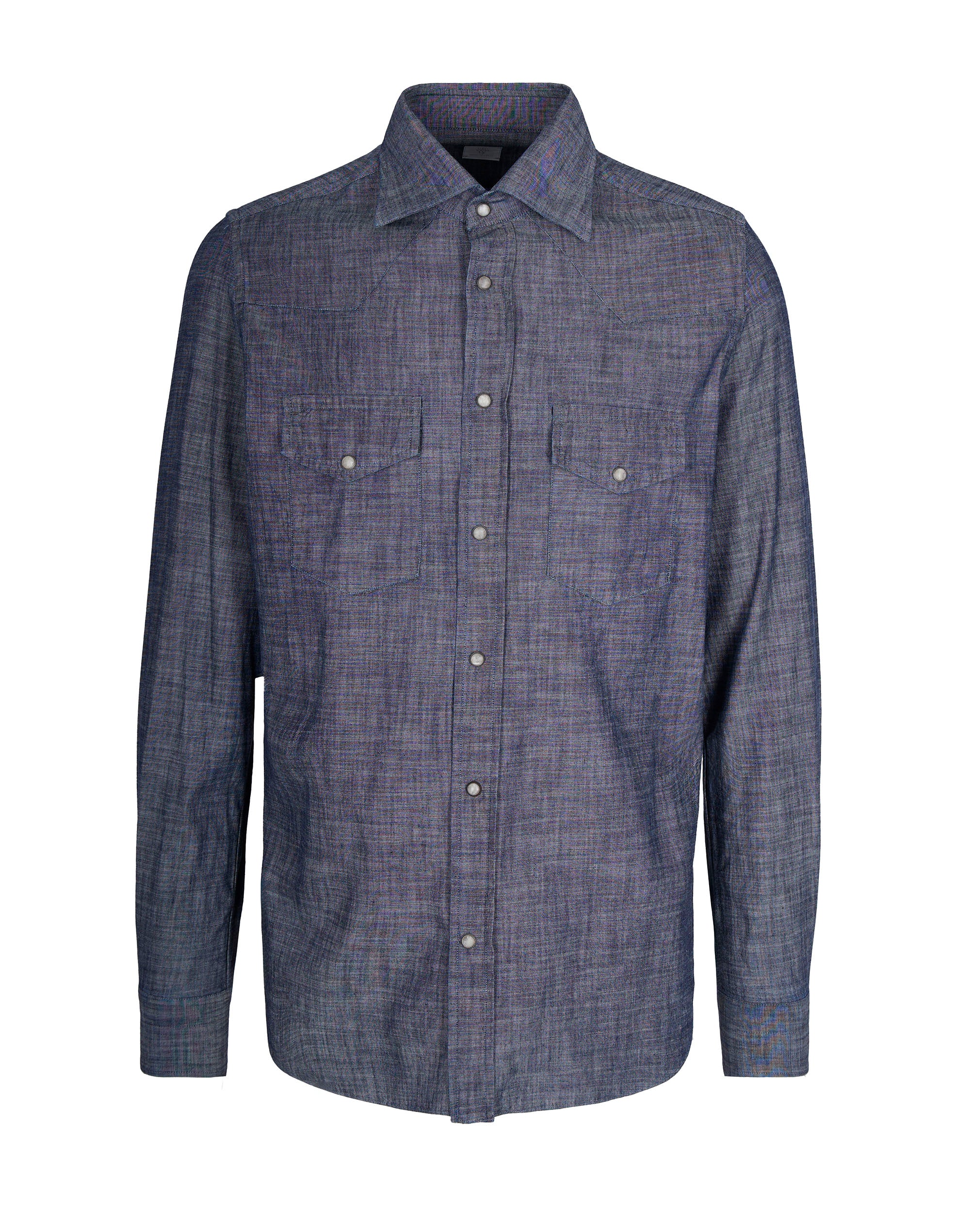 Textured Cotton Shirt with Pearl-like Buttons