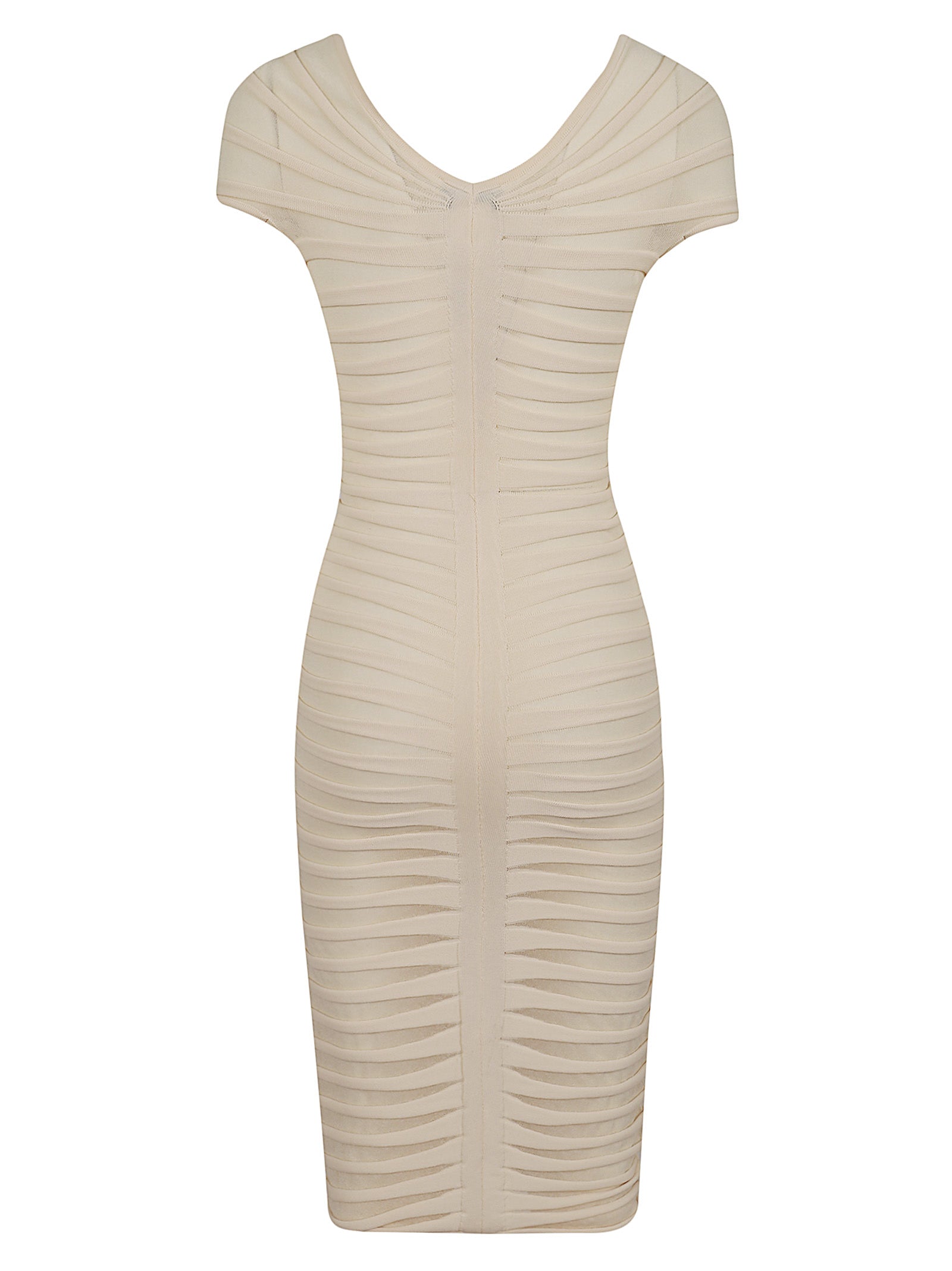 Embossed Midi Dress with V-Neckline