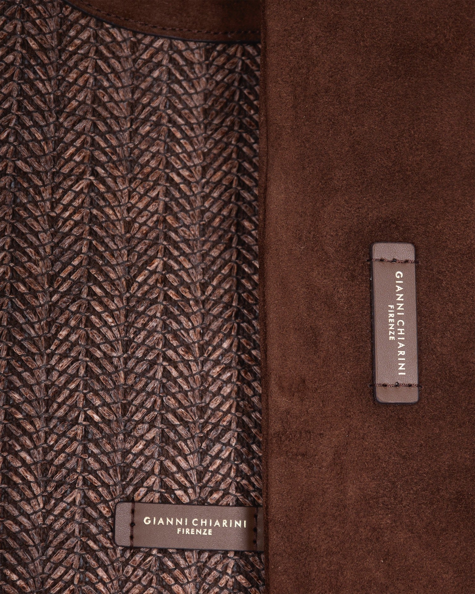 Herringbone Pattern Shoulder Bag With Suede