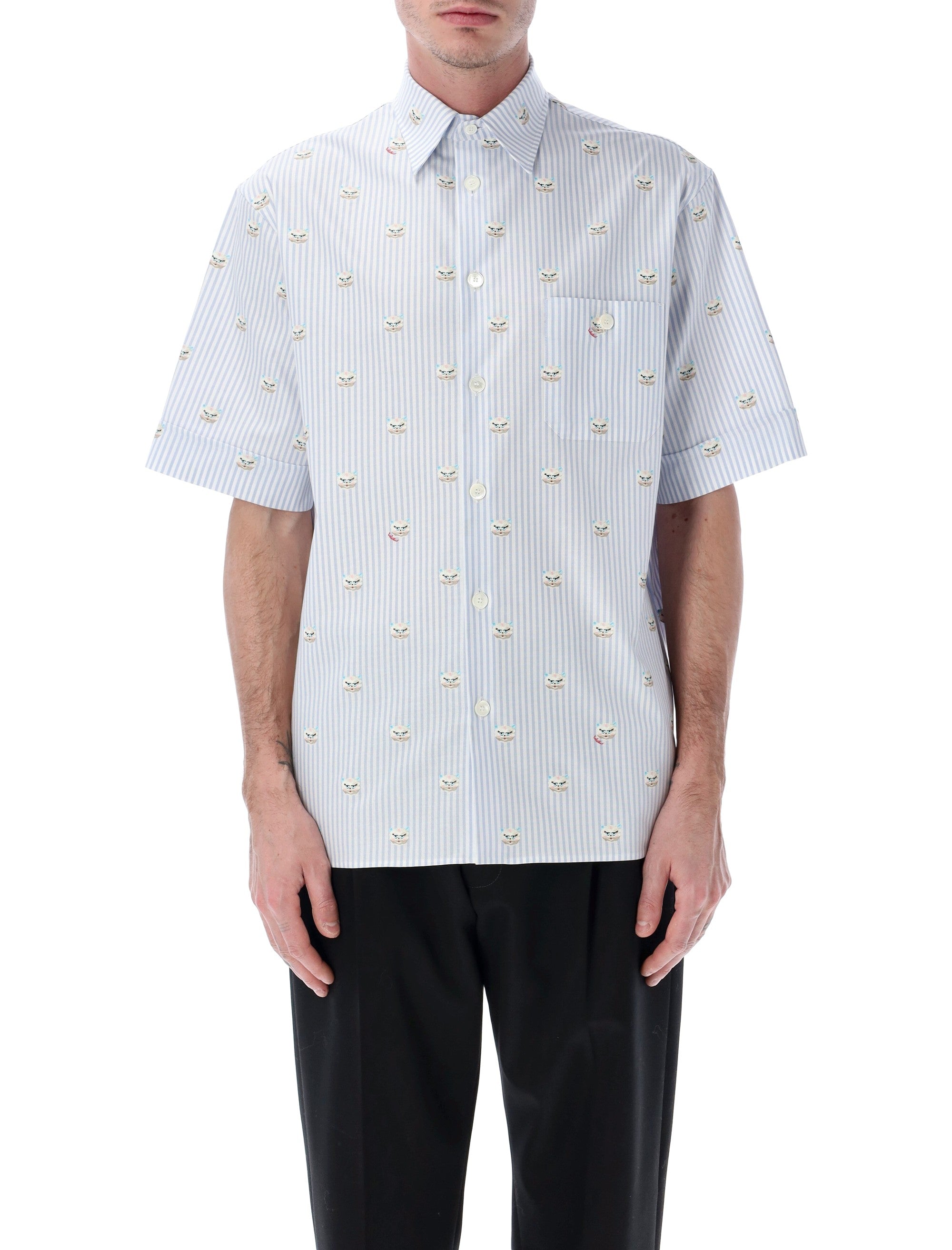 Oxford Shirt With Le Chat De La Maison Print