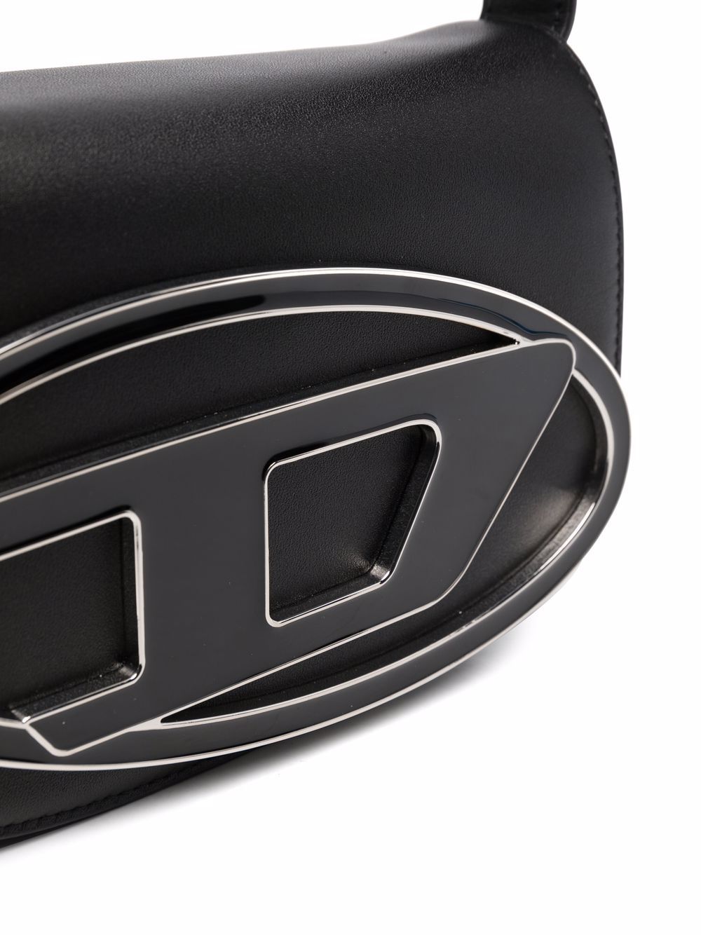 Black Leather Foldover Bag