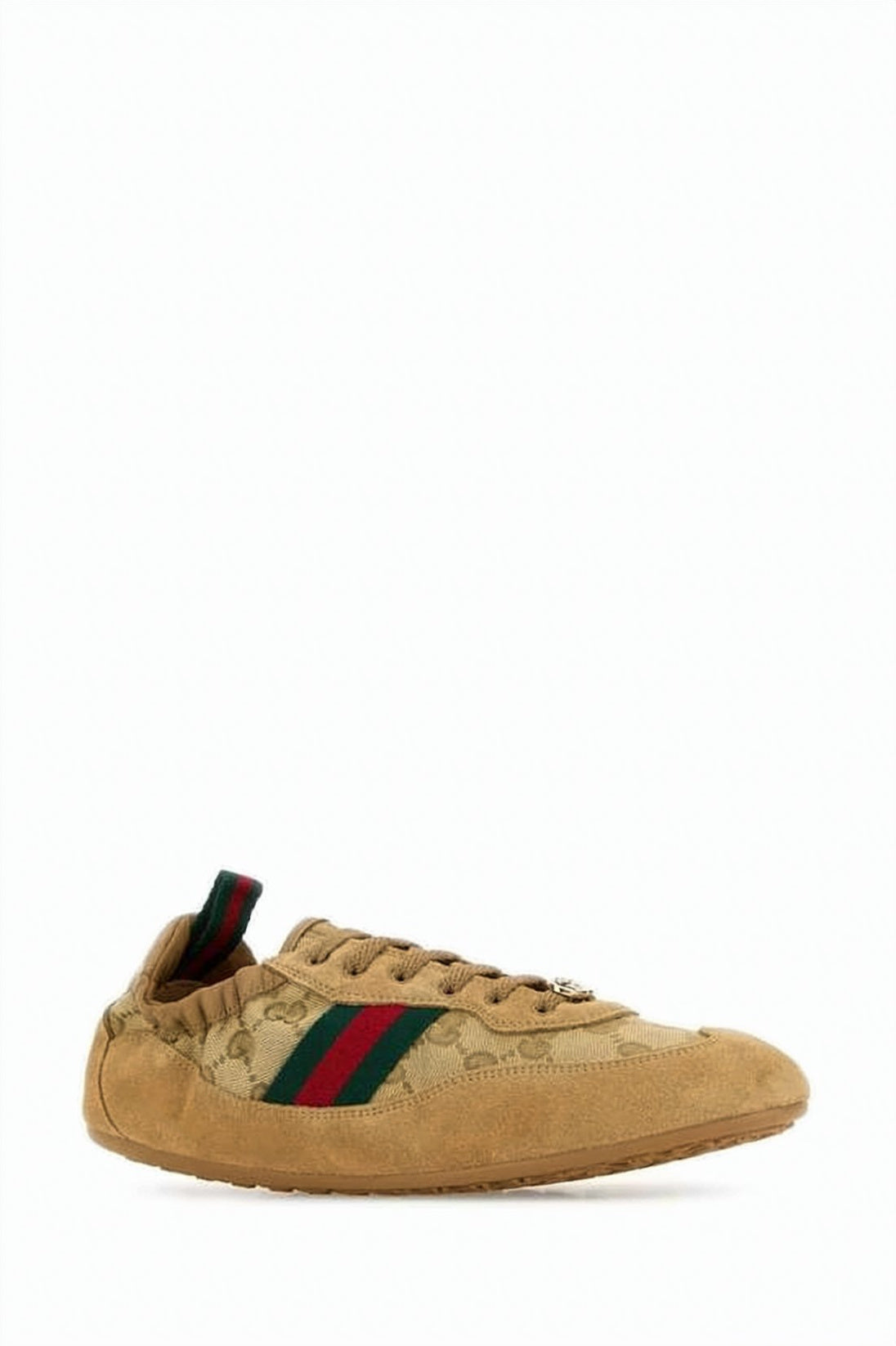 Low-Profile Suede and Canvas Sneakers with Monogram Pattern