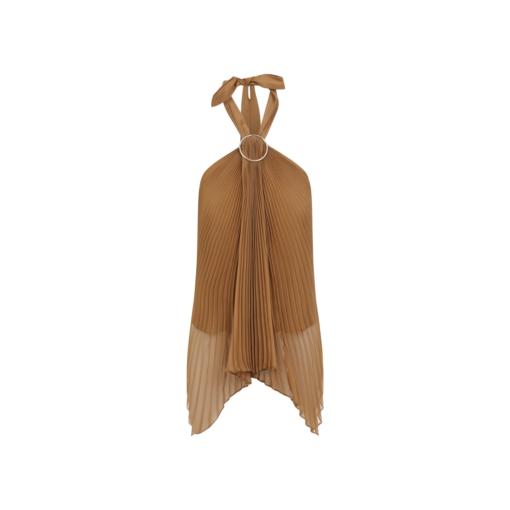 Pleated Sheer Brown Valzer Top