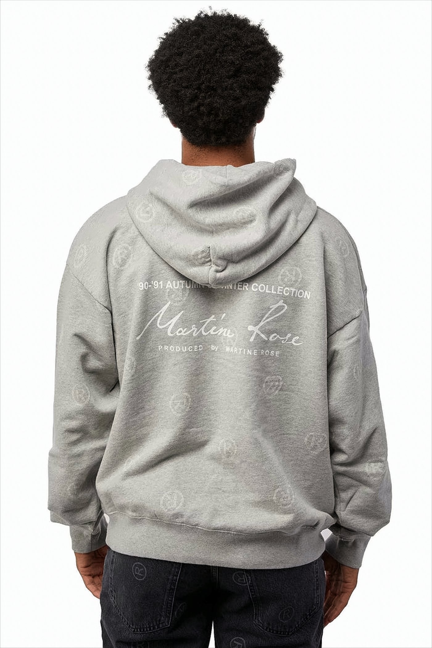 Relaxed Fit Grey Cotton Logo Hoodie