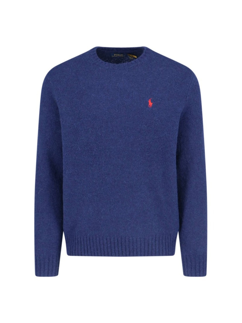 Navy Blue Alpaca Blend Sweater With Logo Embroidery