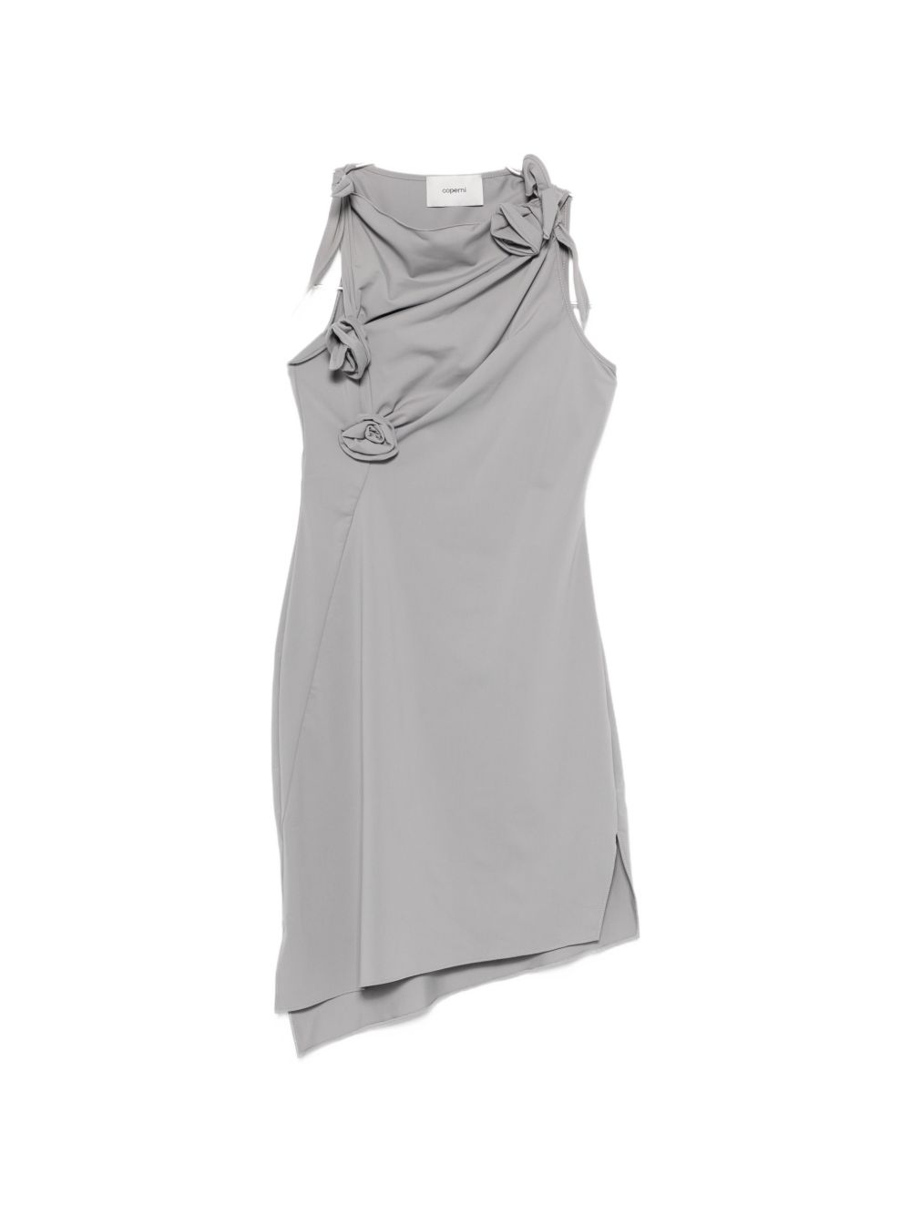 Grey Bow Detail Cutout Asymmetric Dress