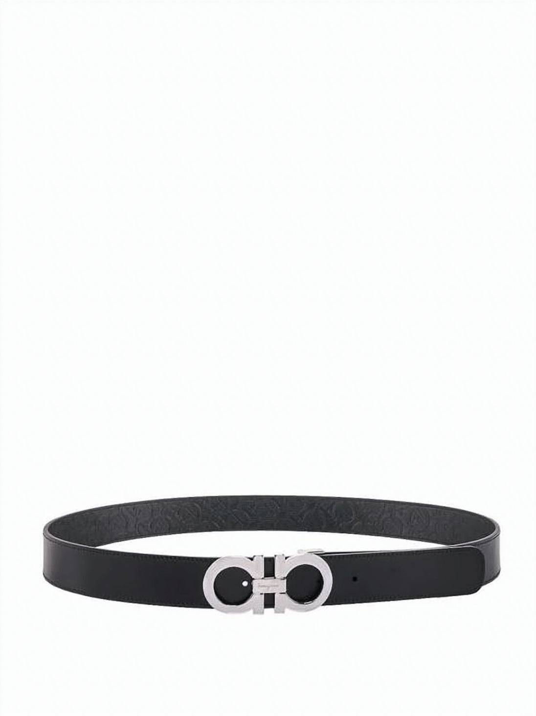 Gancini Leather Belt with Silver-tone Buckle