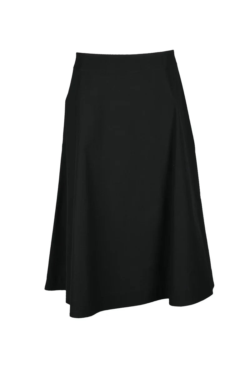 Cotton Midi Skirt - Black