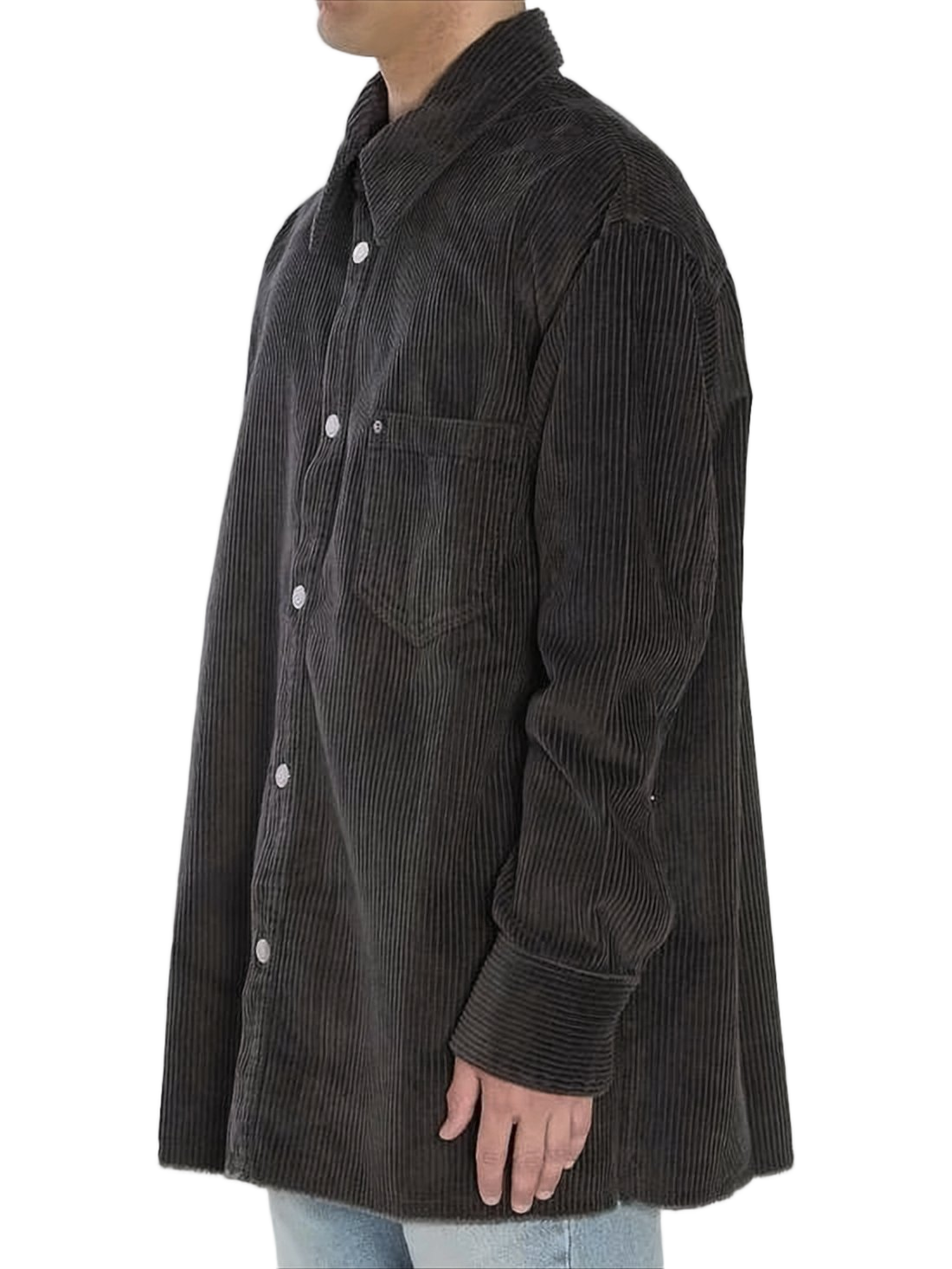 Corduroy Velvet Oversized Side-Slit Shirt