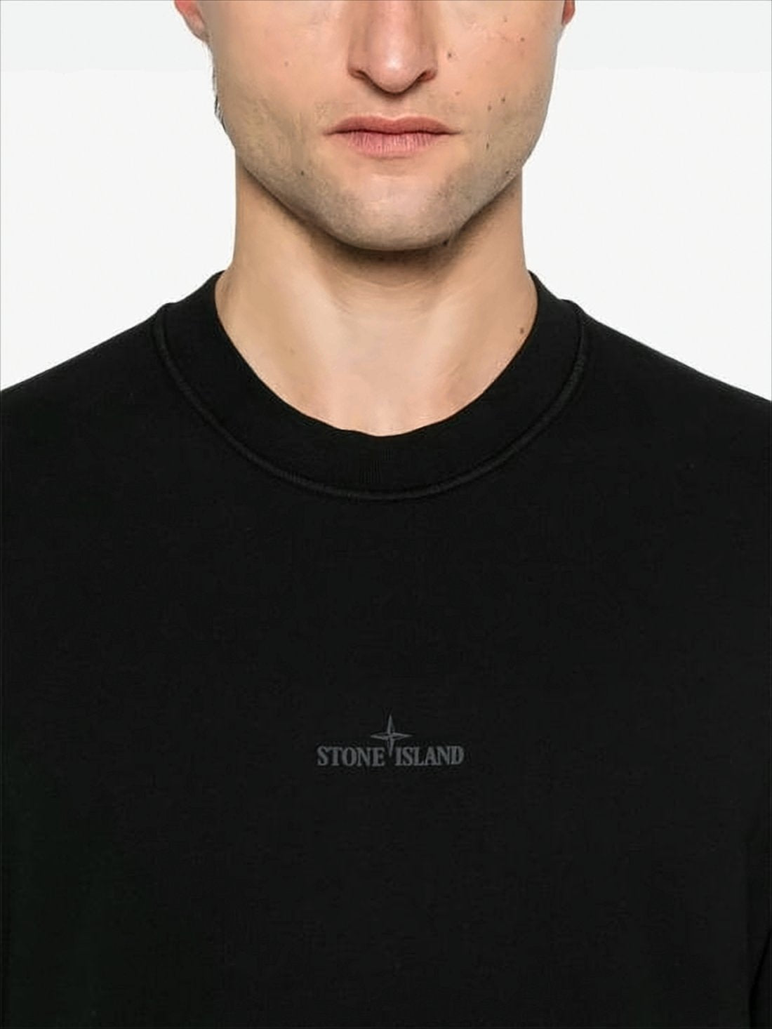Black Crewneck Sweatshirt with Logo Detailing