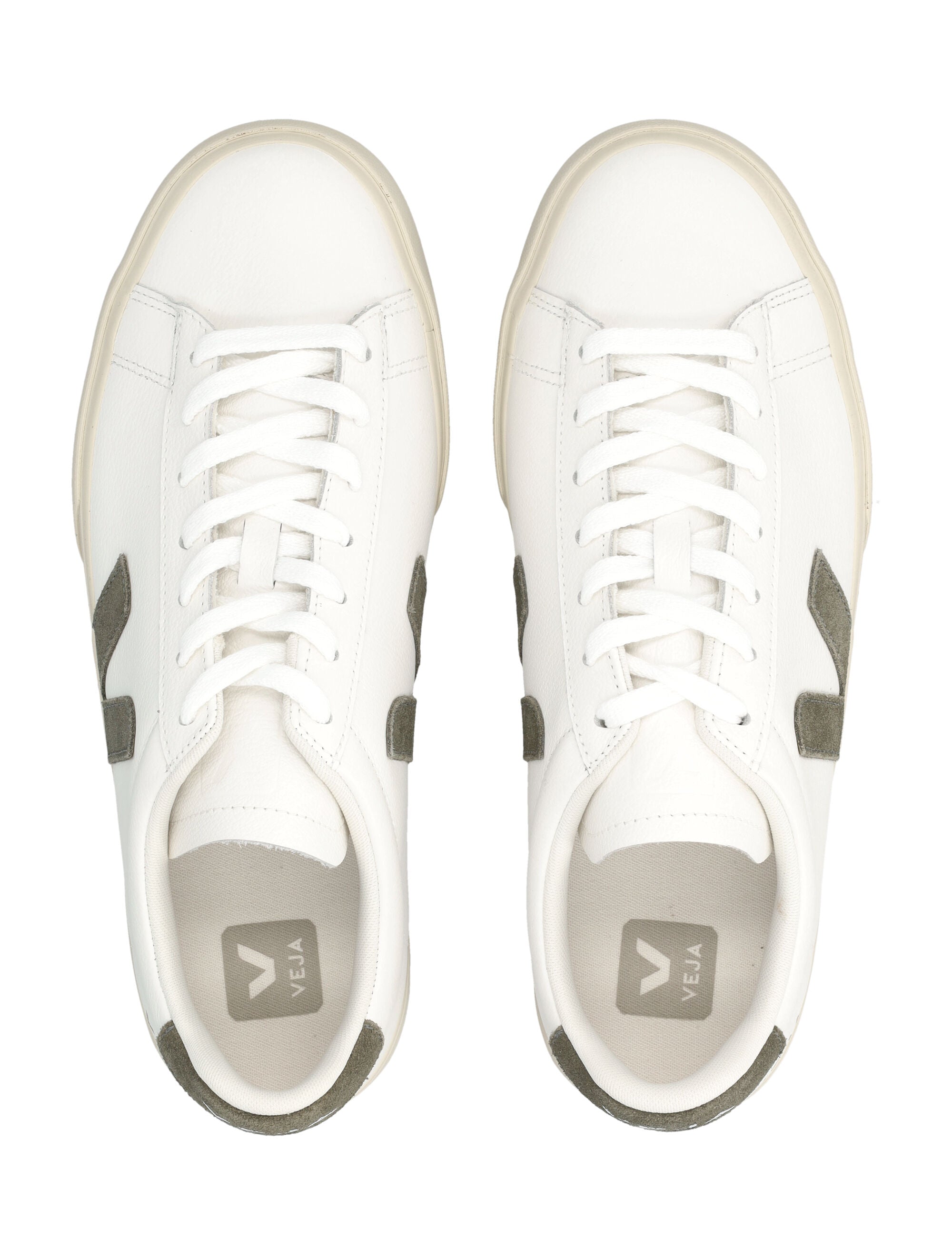 White Kaki Campo Leather Sneakers