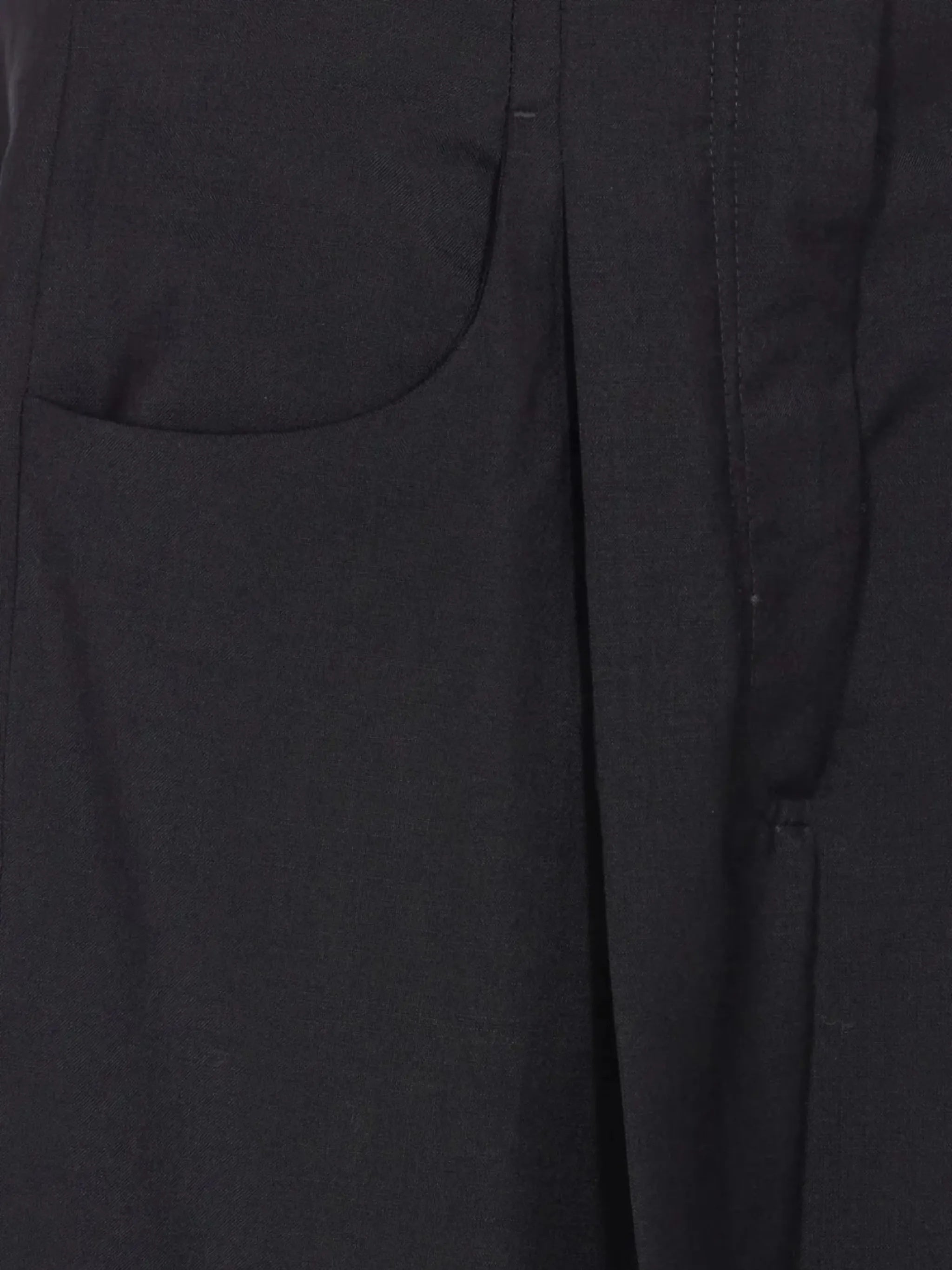 Wide-Leg Cropped Black Wool Tailored Trousers
