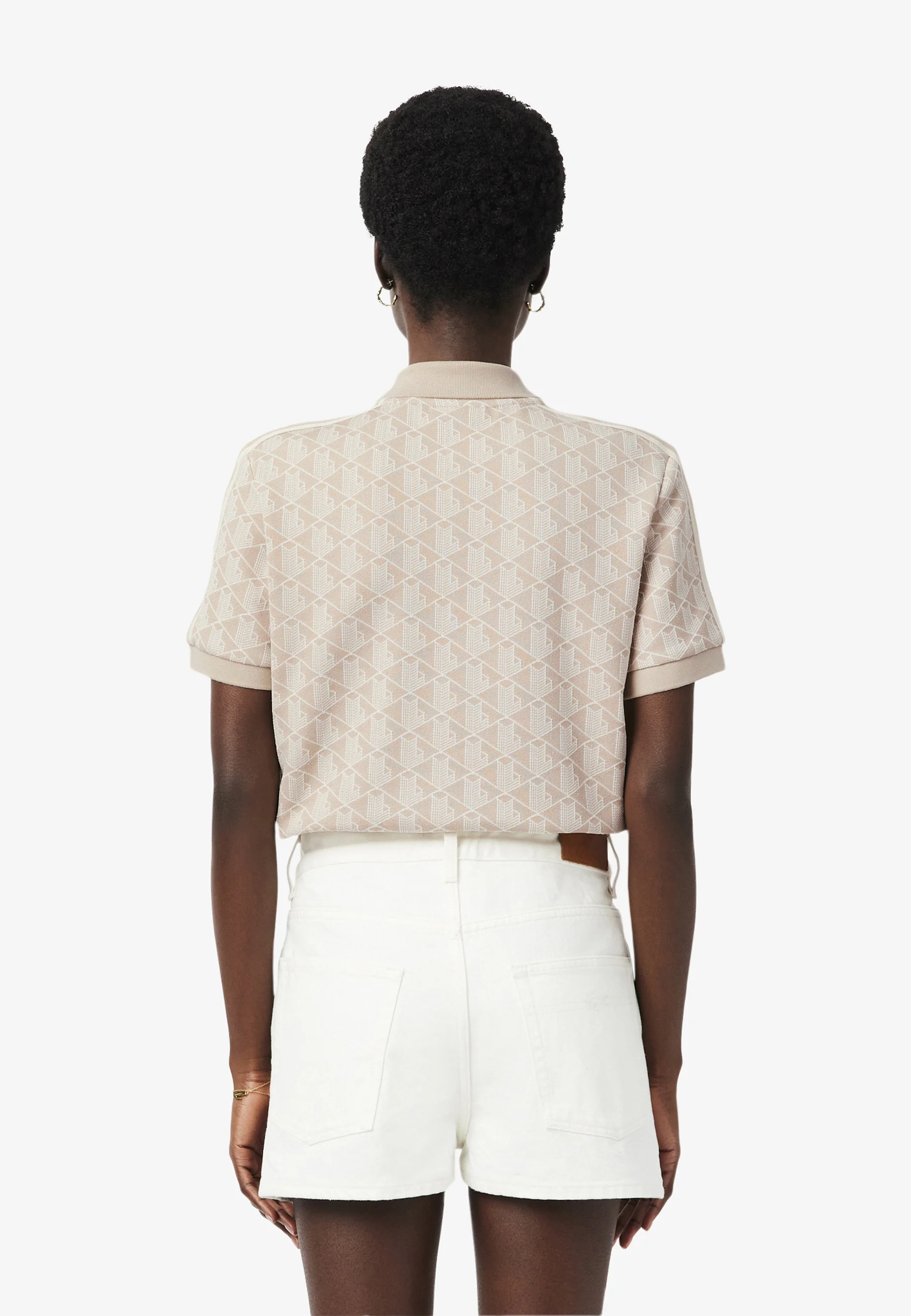 Beige Monogram Jacquard Slim Polo