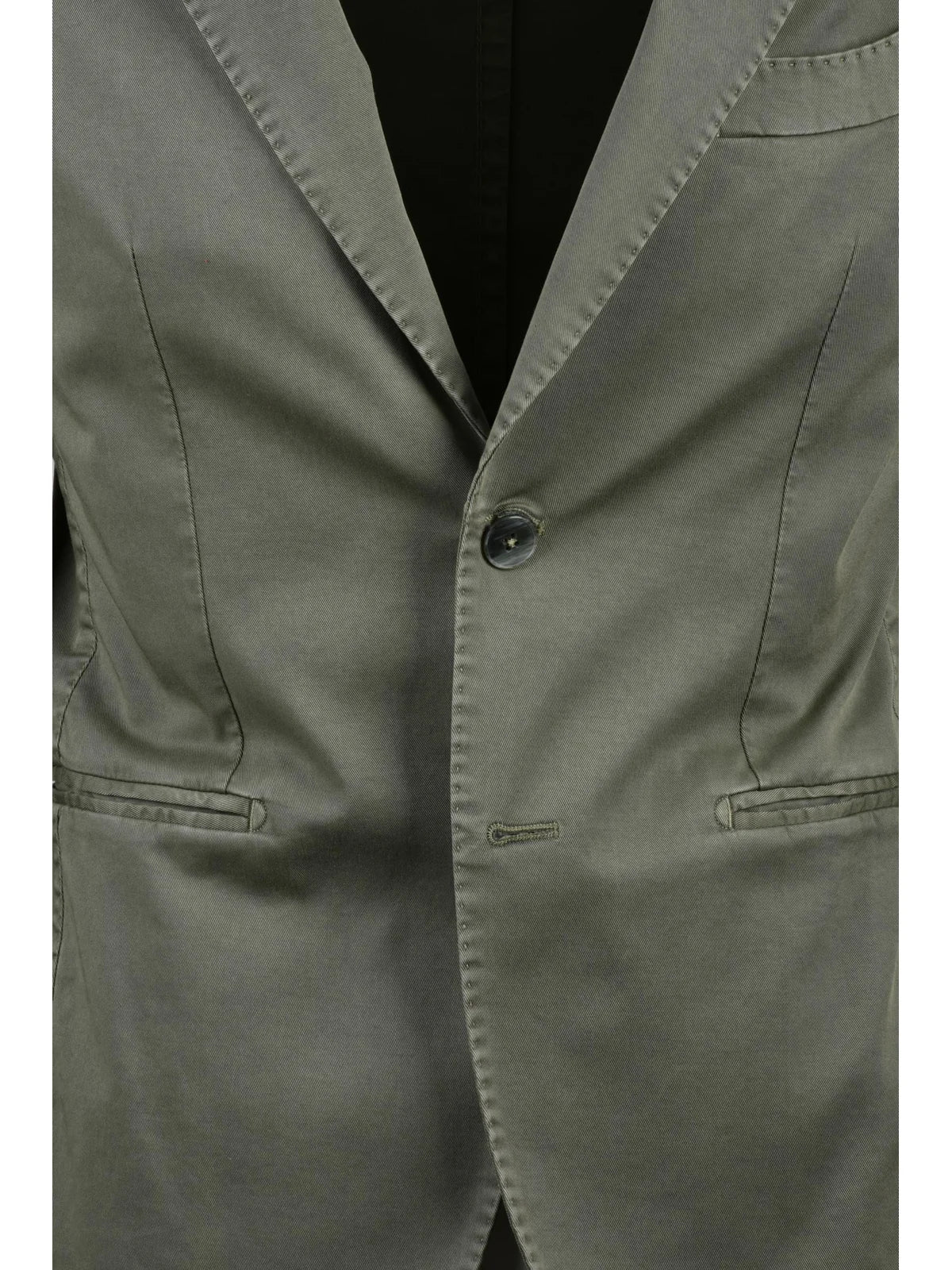 Sage Green Cotton Elastane Fitted Jacket